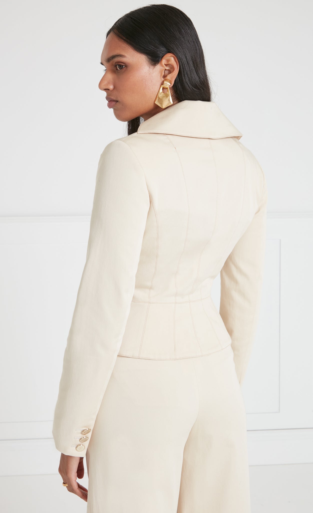 Temperley London Castell marynarka Sandy Cream 2w1 bawełna