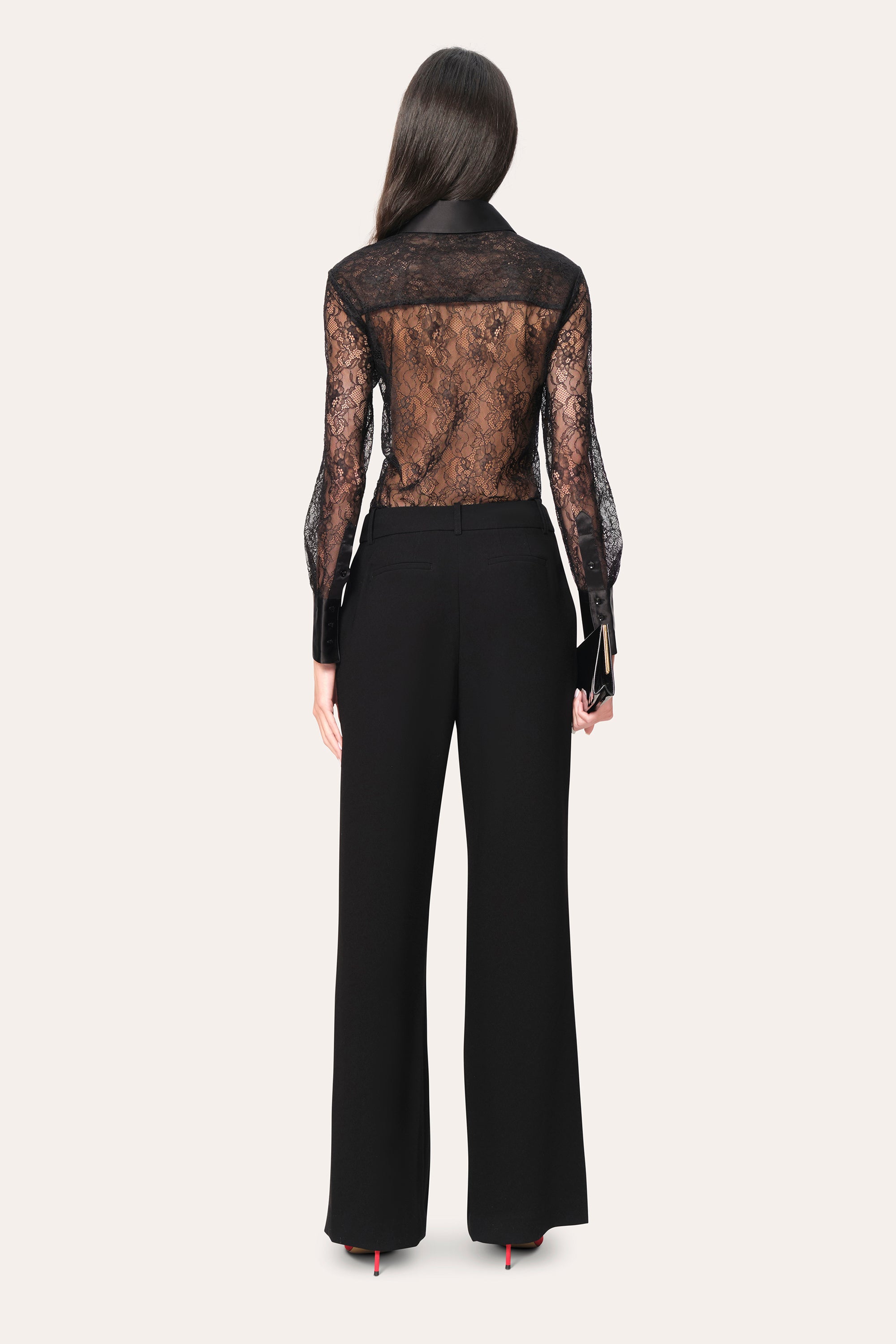 Elie Tahari Laced Trim Blouse ER058505 bluzka czarna