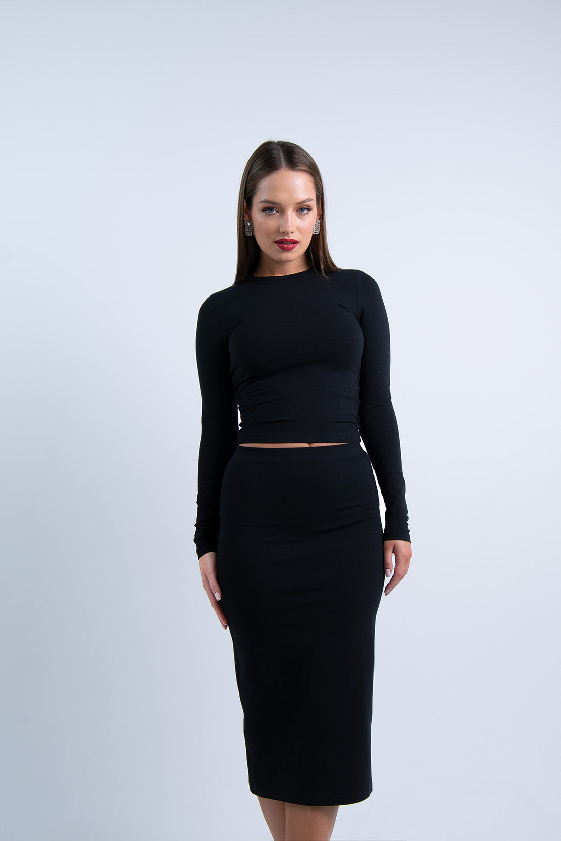 Nudyess Alex top z długim rękawem Black bawełniany