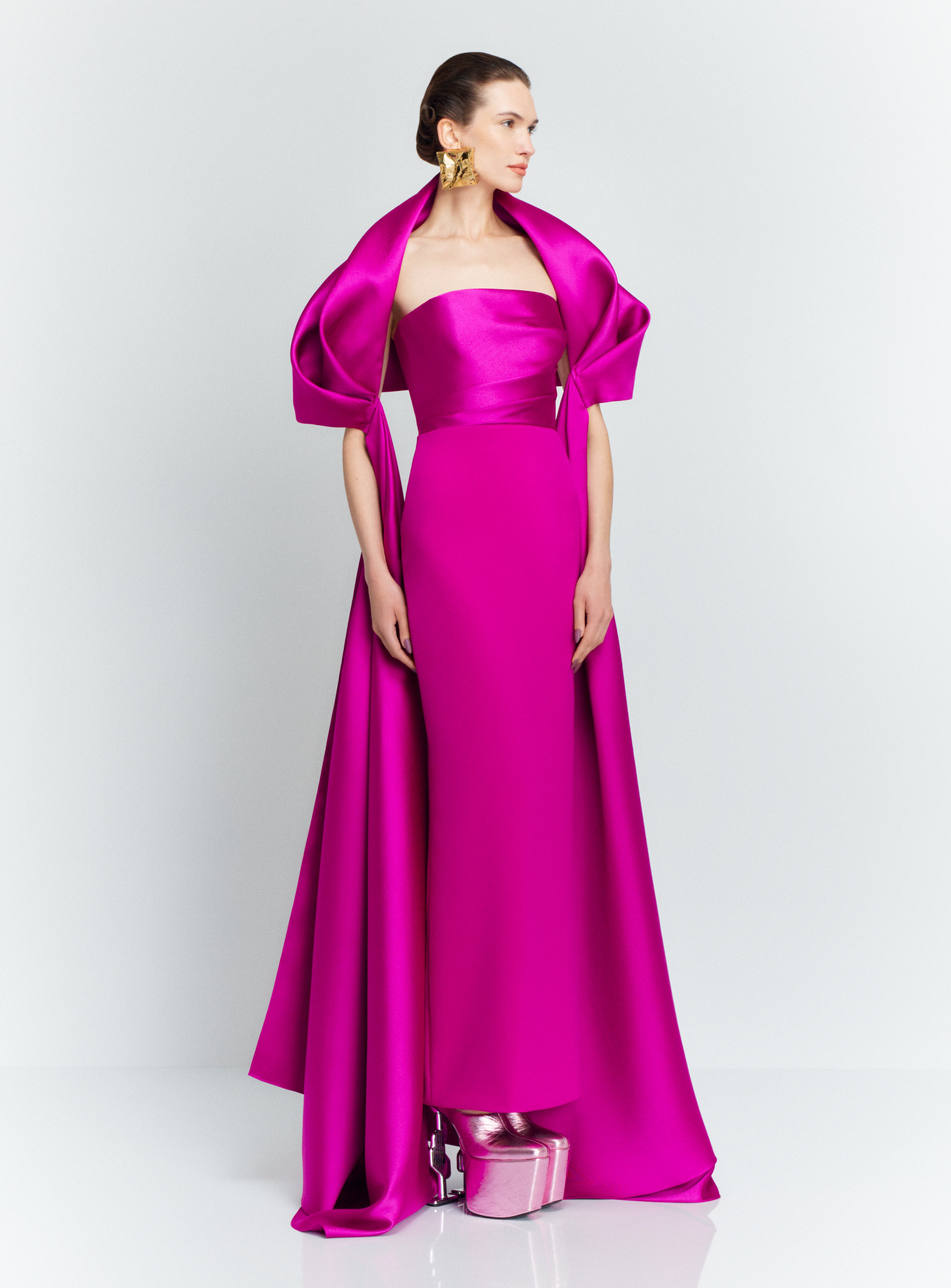 Solace London The Vera Maxi sukienka fuksja bez ramiączek