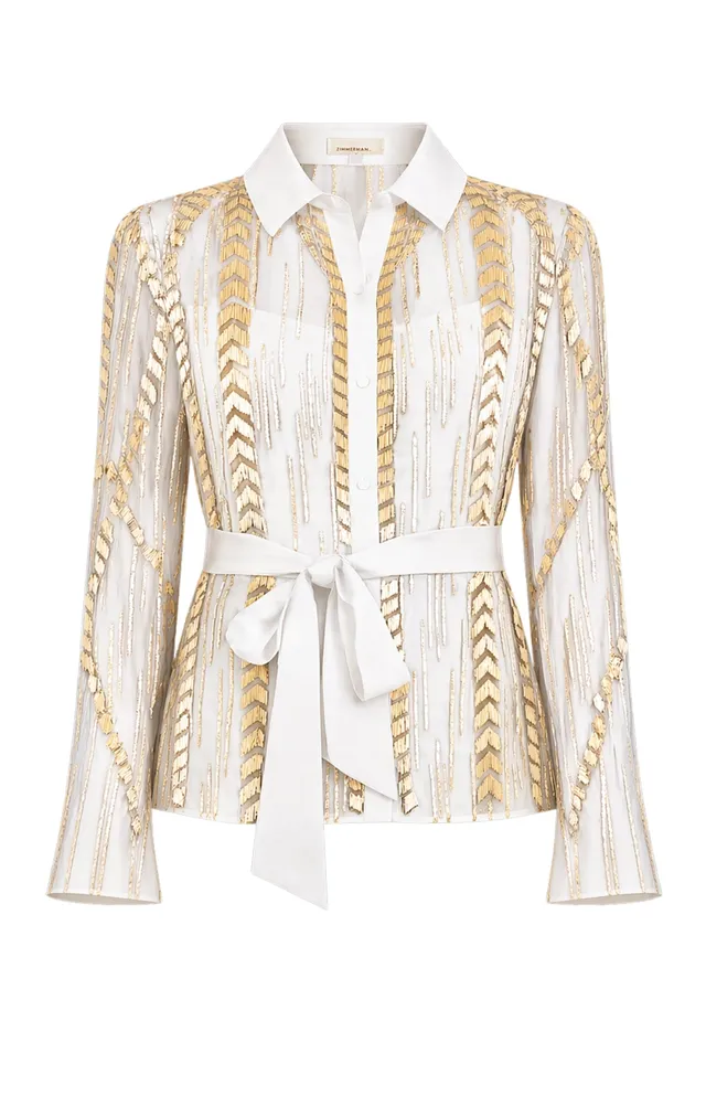 Temperley London Viola koszula Ivory cekinowa