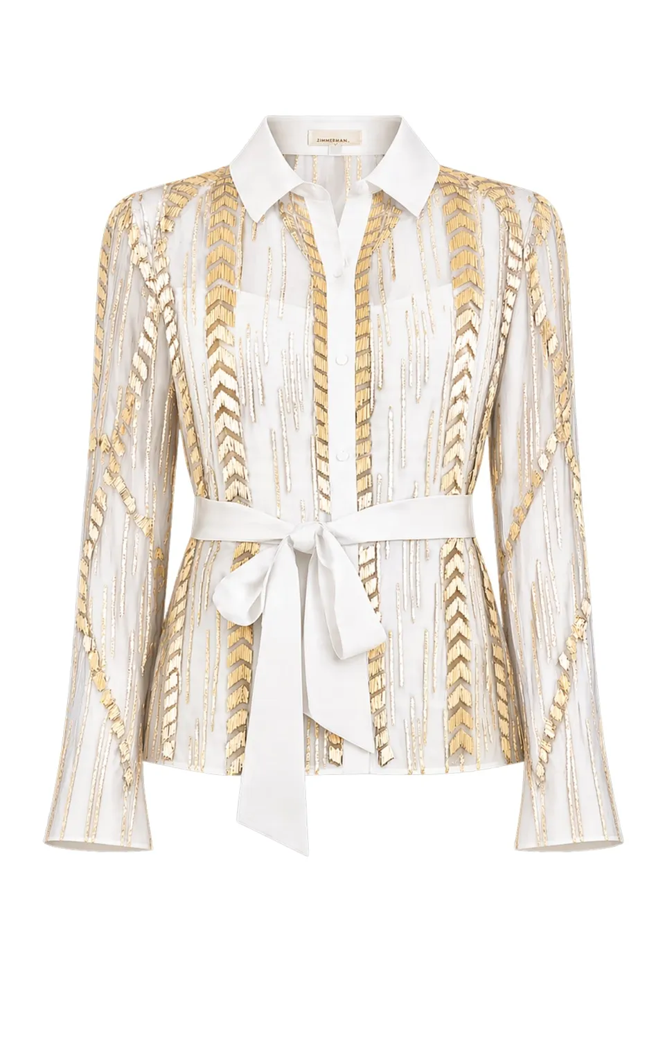 Temperley London Viola koszula Ivory cekinowa
