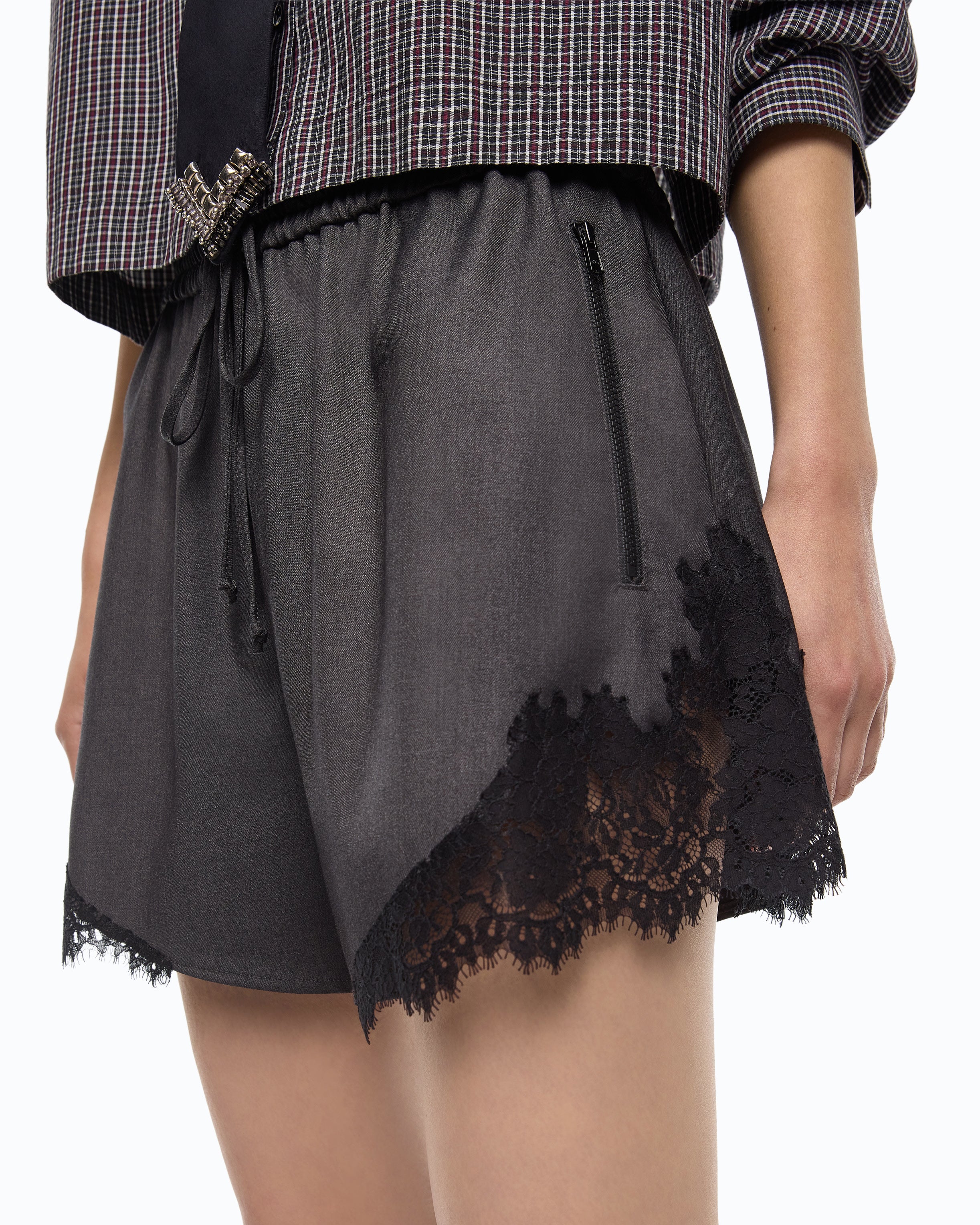 Pinko Shita Shorts szorty szare koronka