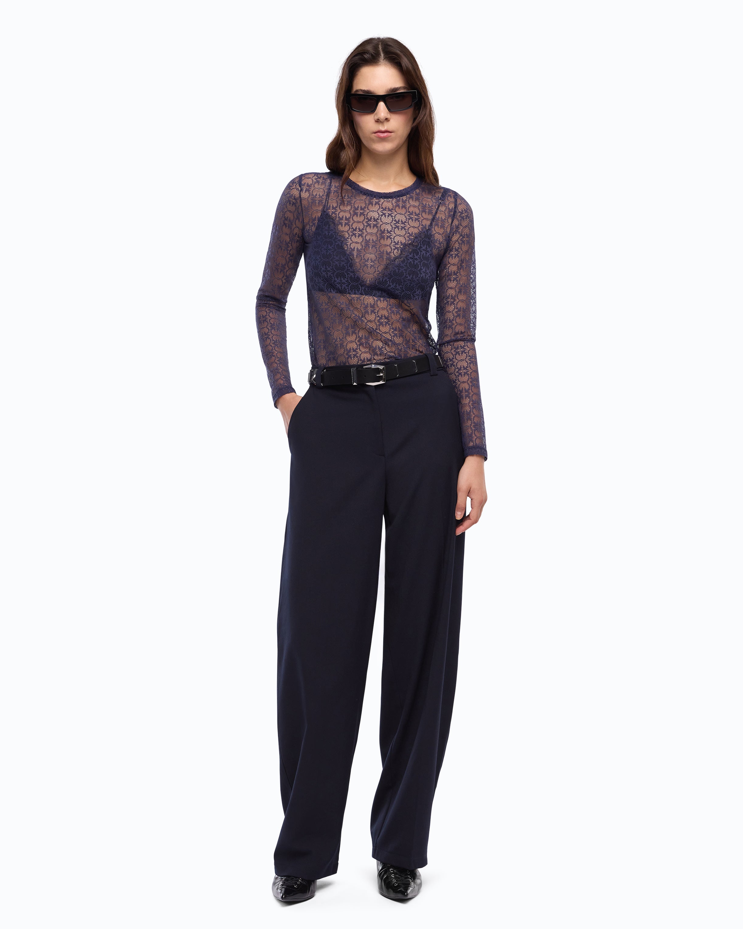 Pinko Rover Sweater sweter koronkowy niebieski