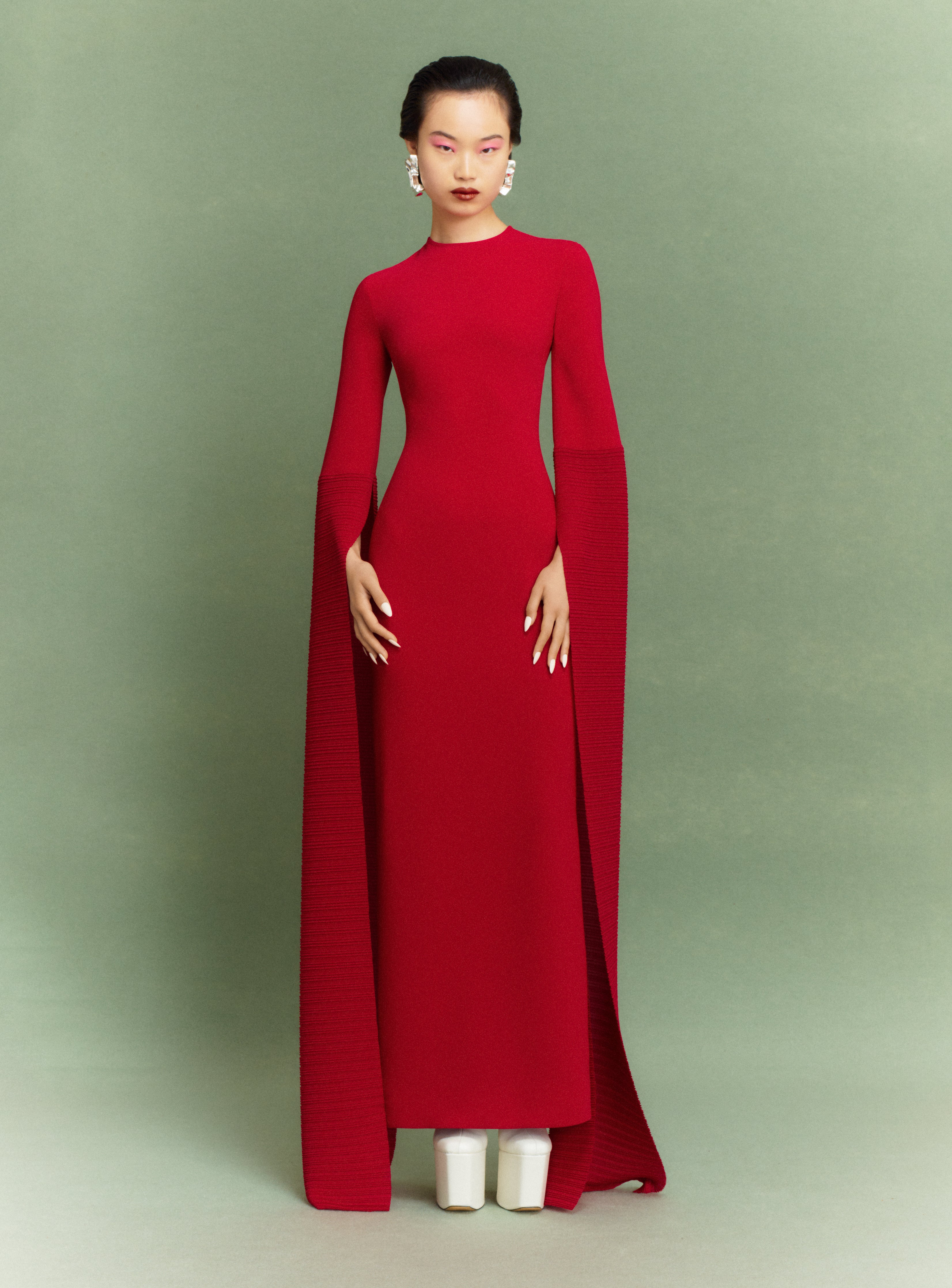 Solace London Naomi sukienka wieczorowa maxi rubinowa