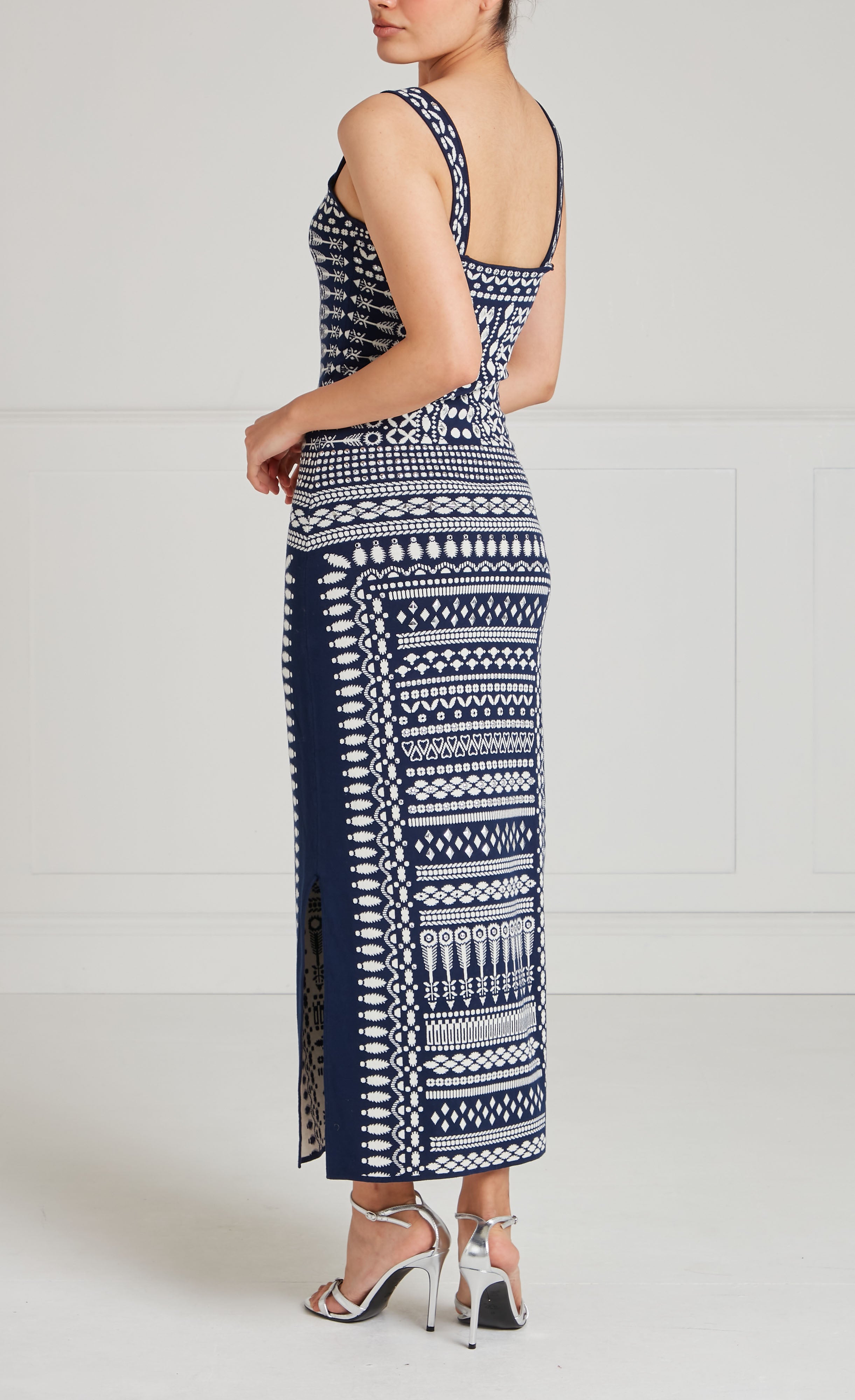 Temperley London Tlalli sukienka midi navy silver