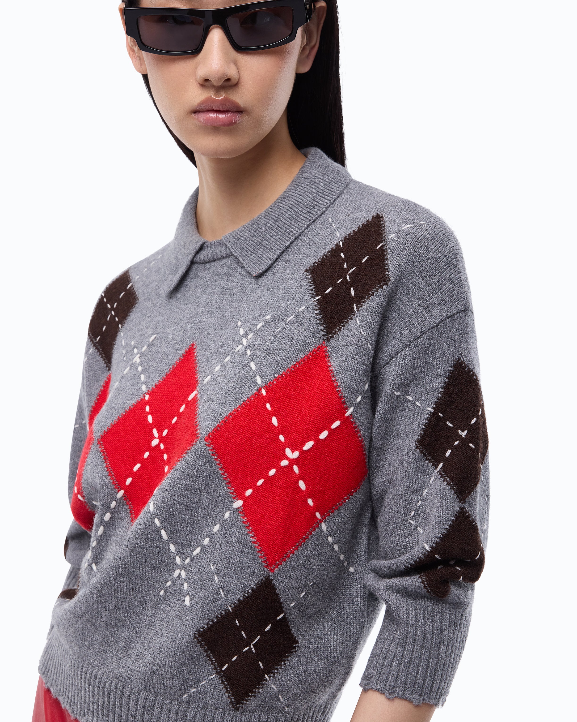 Pinko Cork sweter w romby wełna kaszmir