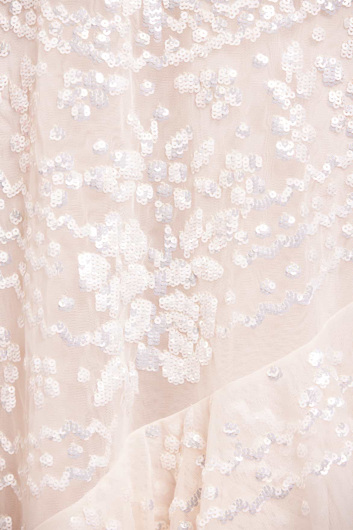 Needle & Thread Anais Sequin Frill Ankle Gown sukienka kremowa