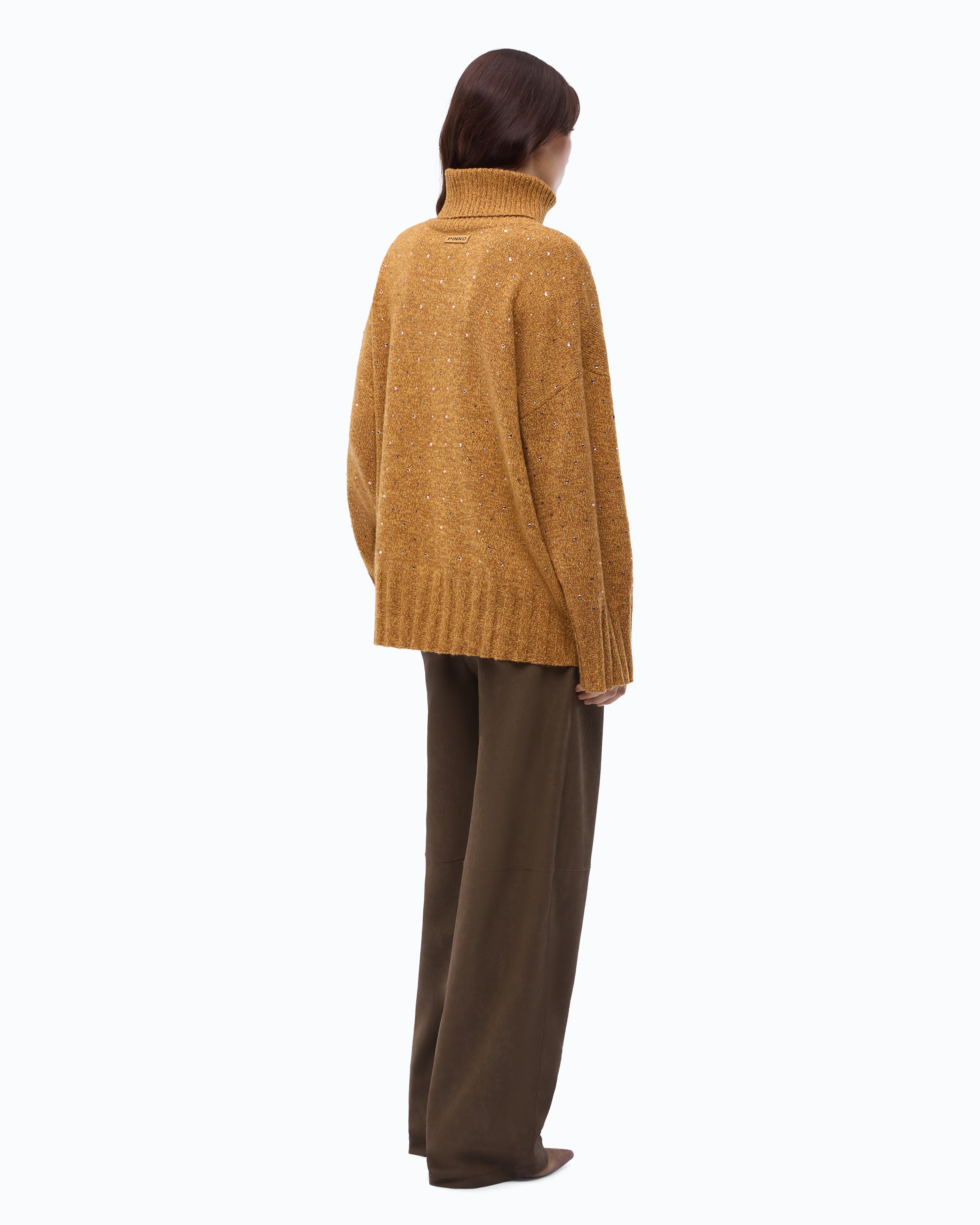 Pinko Dresda Turtleneck sweter golf w kryształki