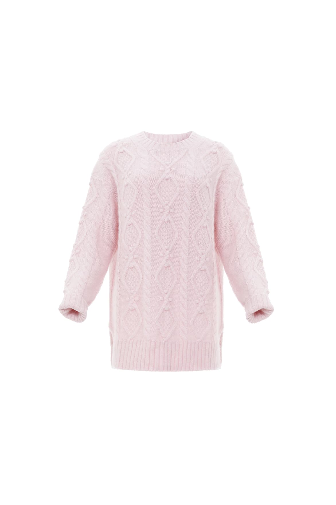 Needle & Thread Sylvie Cable sweter różowy długi