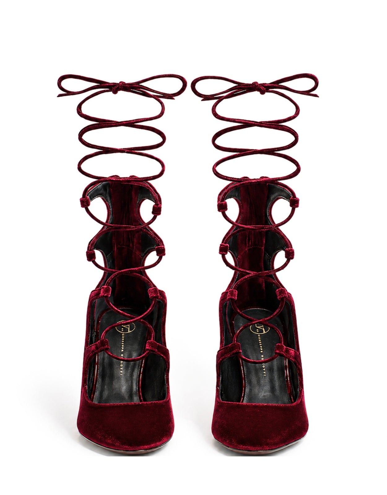 Temperley London Siren botki welurowe Burgundy