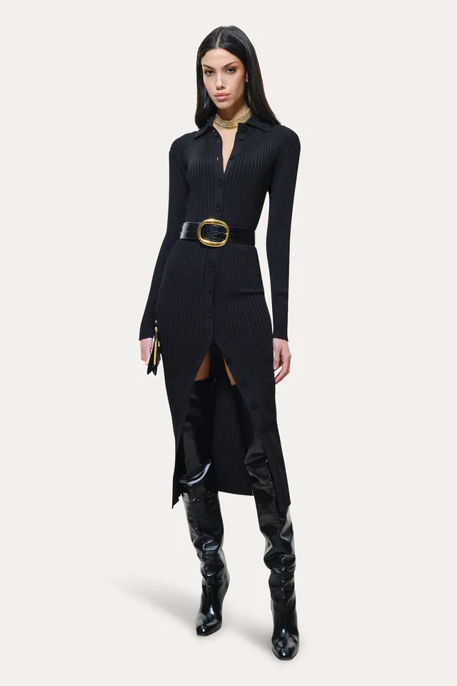 Elie Tahari Roxanne sukienka Black prążkowana