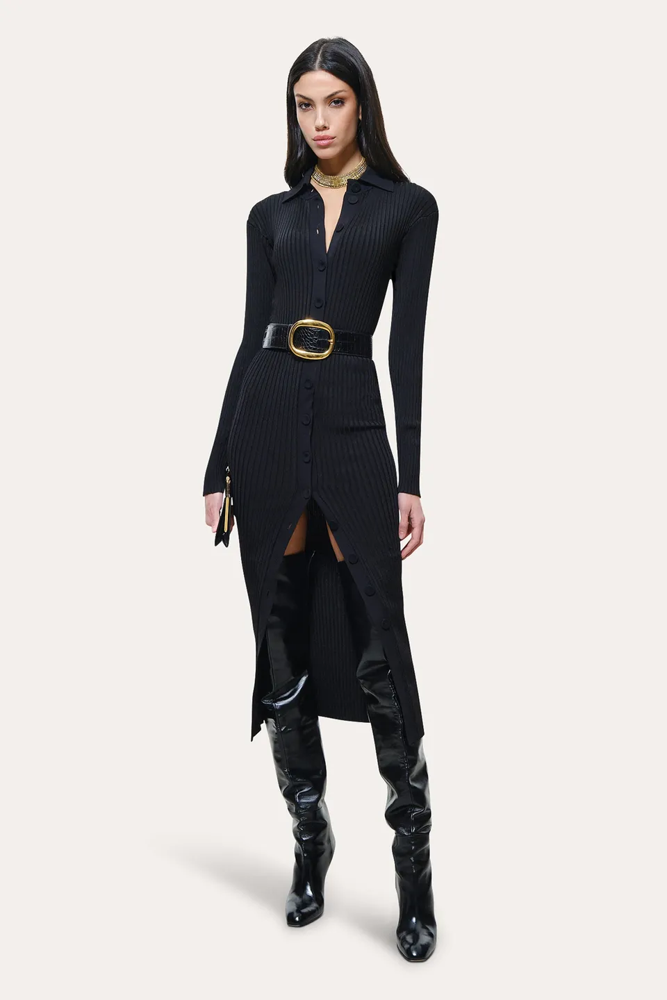 Elie Tahari Roxanne sukienka Black prążkowana