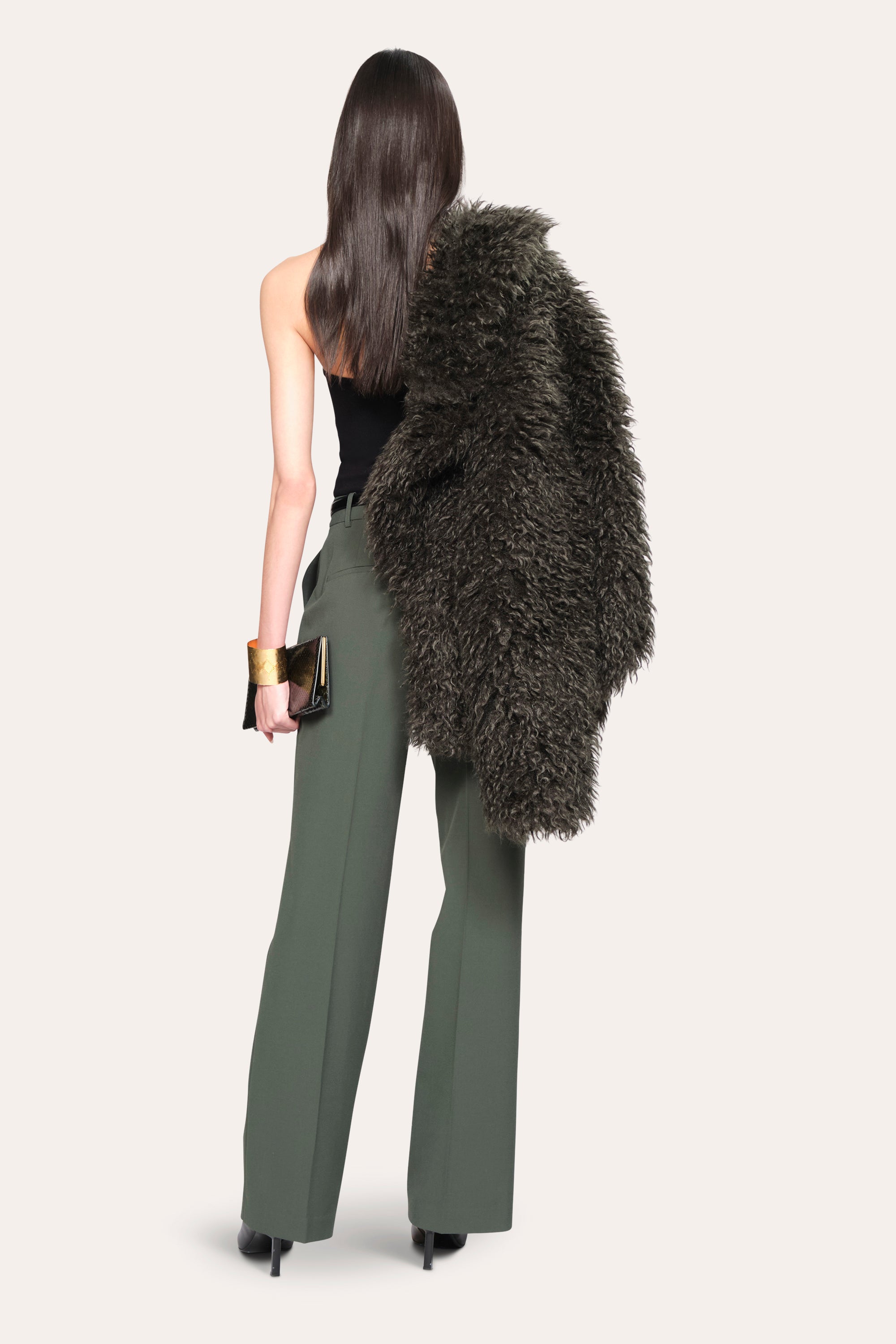 Elie Tahari Mia spodnie szerokie Dark Willow krepa