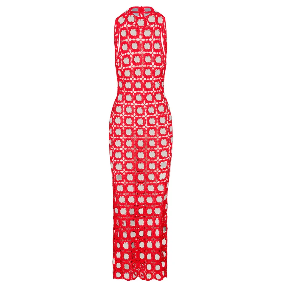 Delfi Collective Selene sukienka wieczorowa Red Flare ażur