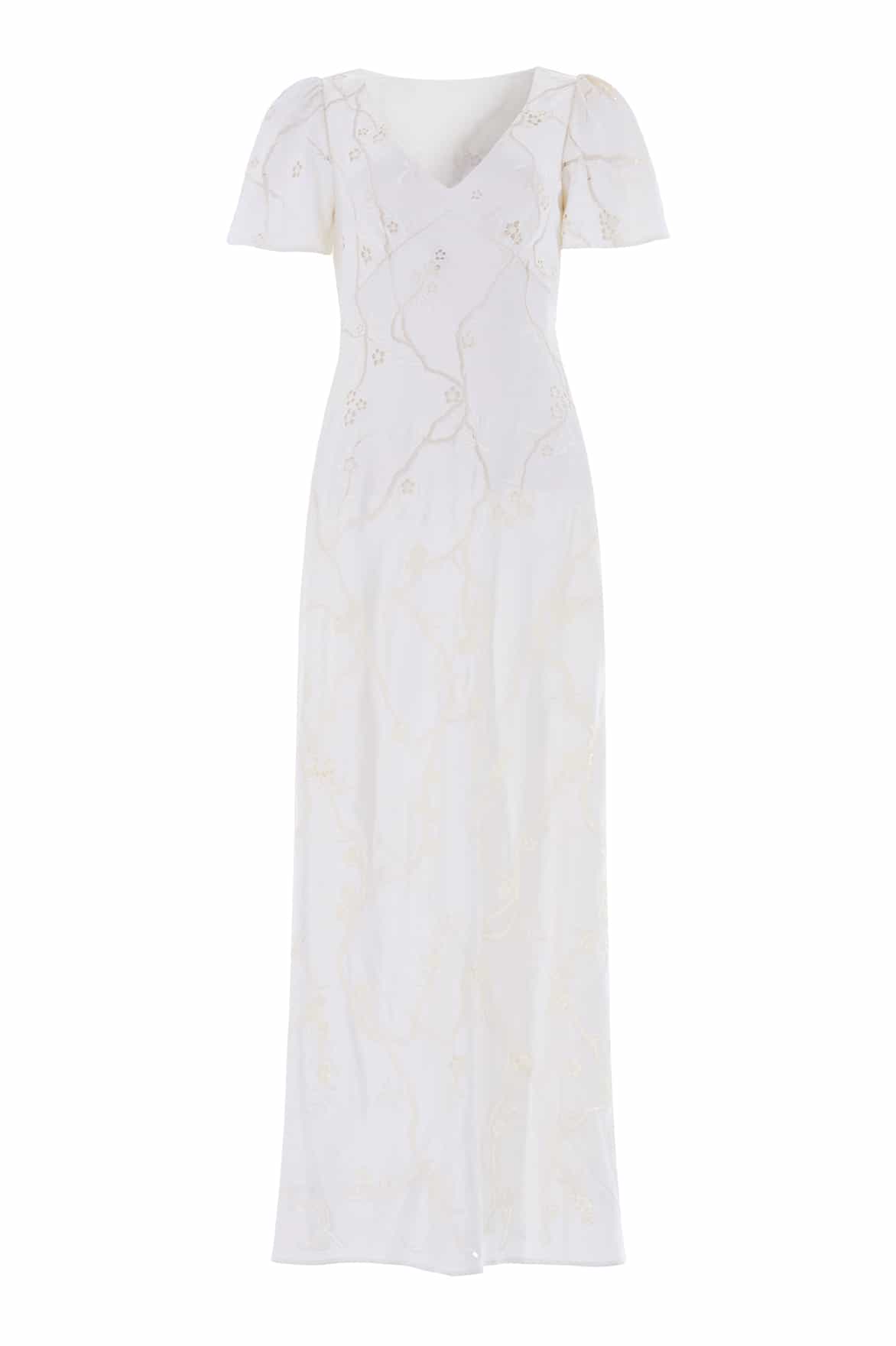 Needle & Thread Cherry Blossom Satin Short Sleeve Gown sukienka kremowa