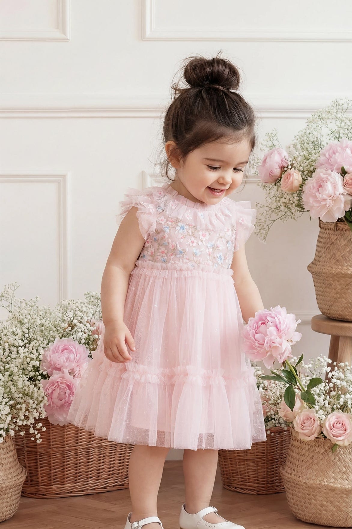 Needle & Thread Antoinettes Floral Dress sukienka różowa niemowlęca