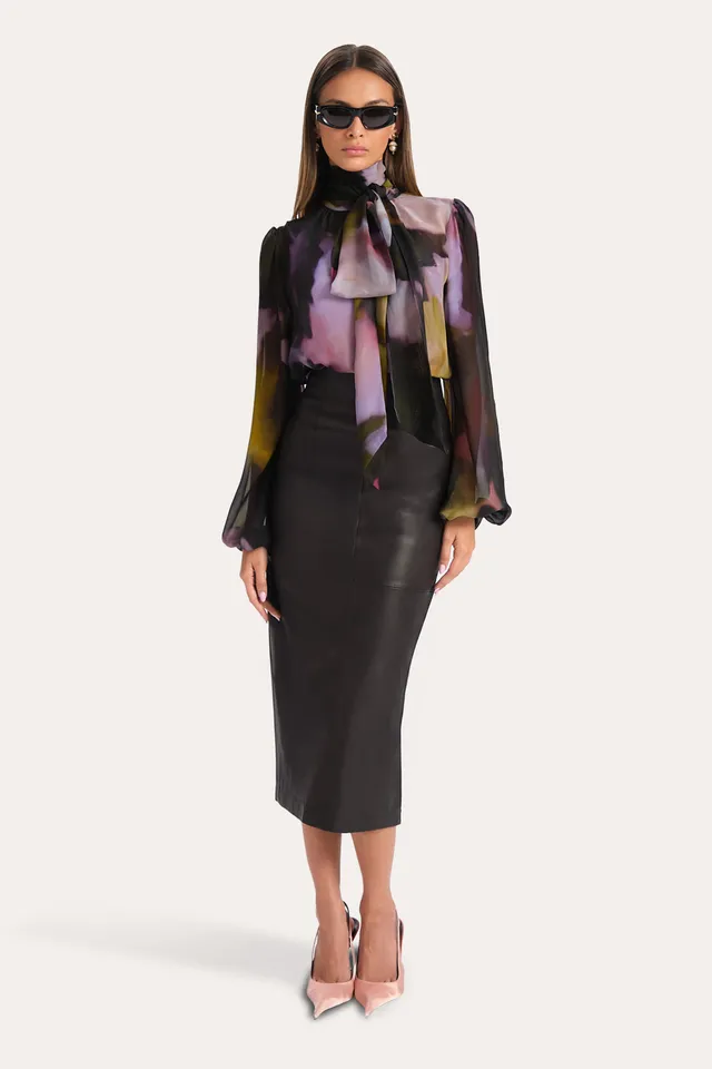 Elie Tahari Emma body jedwabne Petal Eclipse z szalikiem