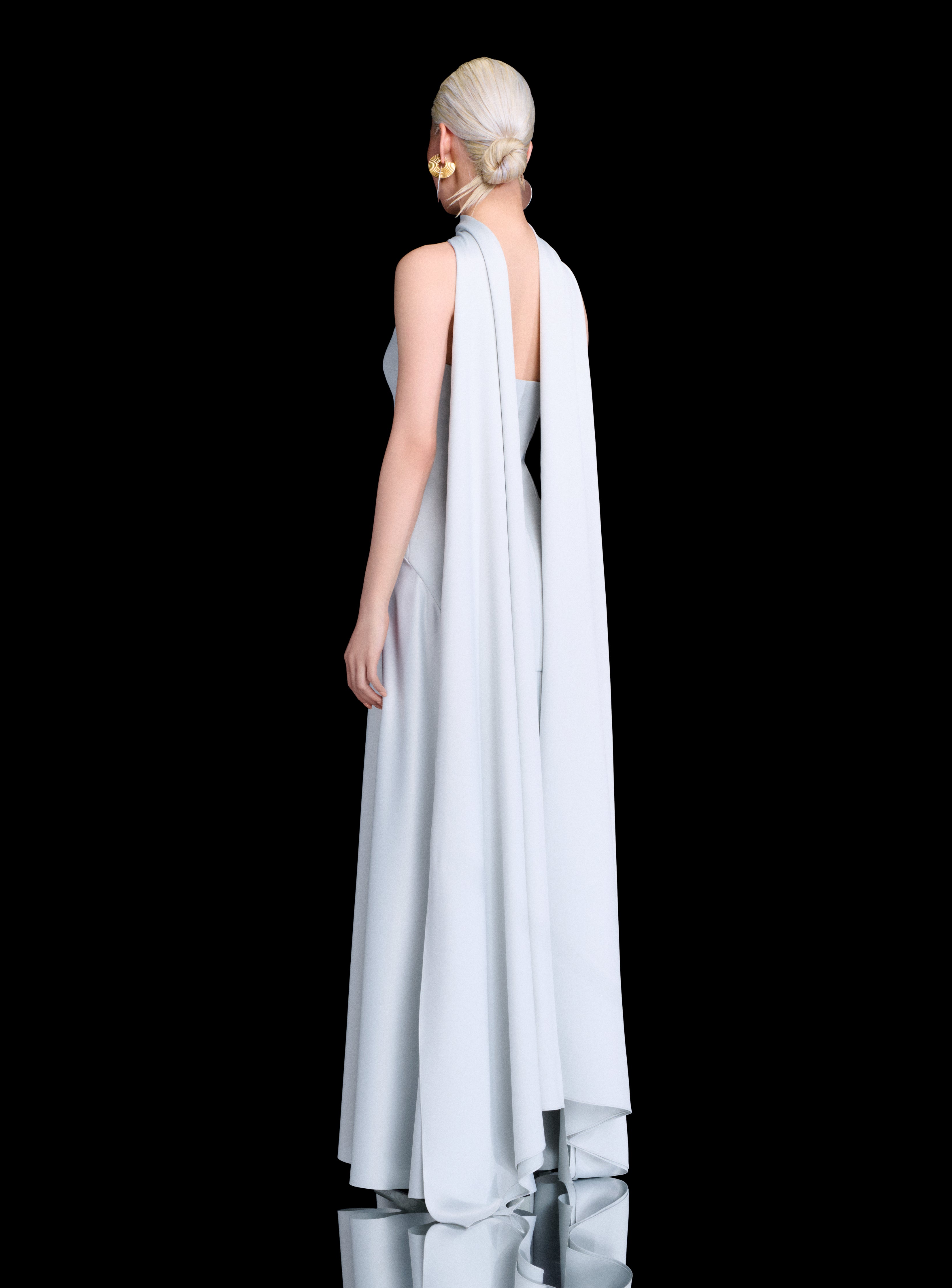 Solace London Cece sukienka maxi srebrna halter