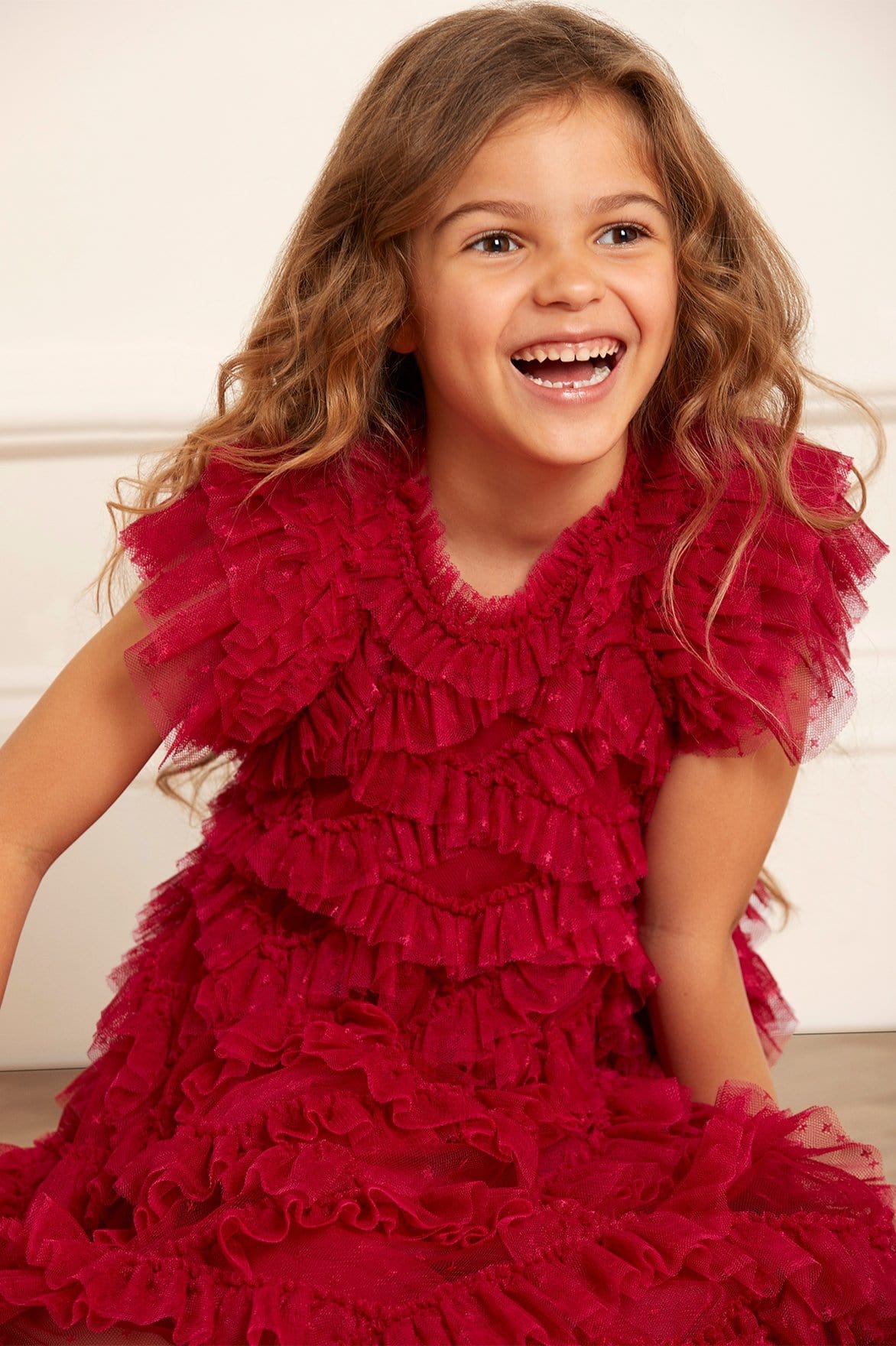Needle & Thread Genevieve Dress sukienka czerwona tiul