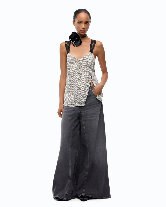 Pinko Winona Wide Leg jeansy rozszerzane szare