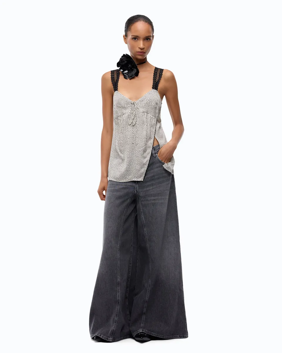 Pinko Winona Wide Leg jeansy rozszerzane szare