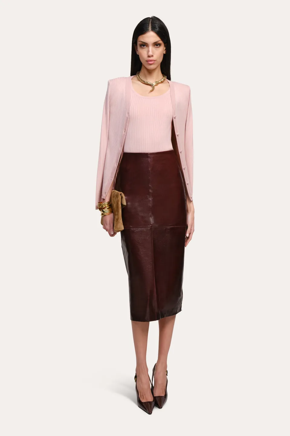 Elie Tahari Elle E25YG506 top wełna jedwab różowy XS-XL