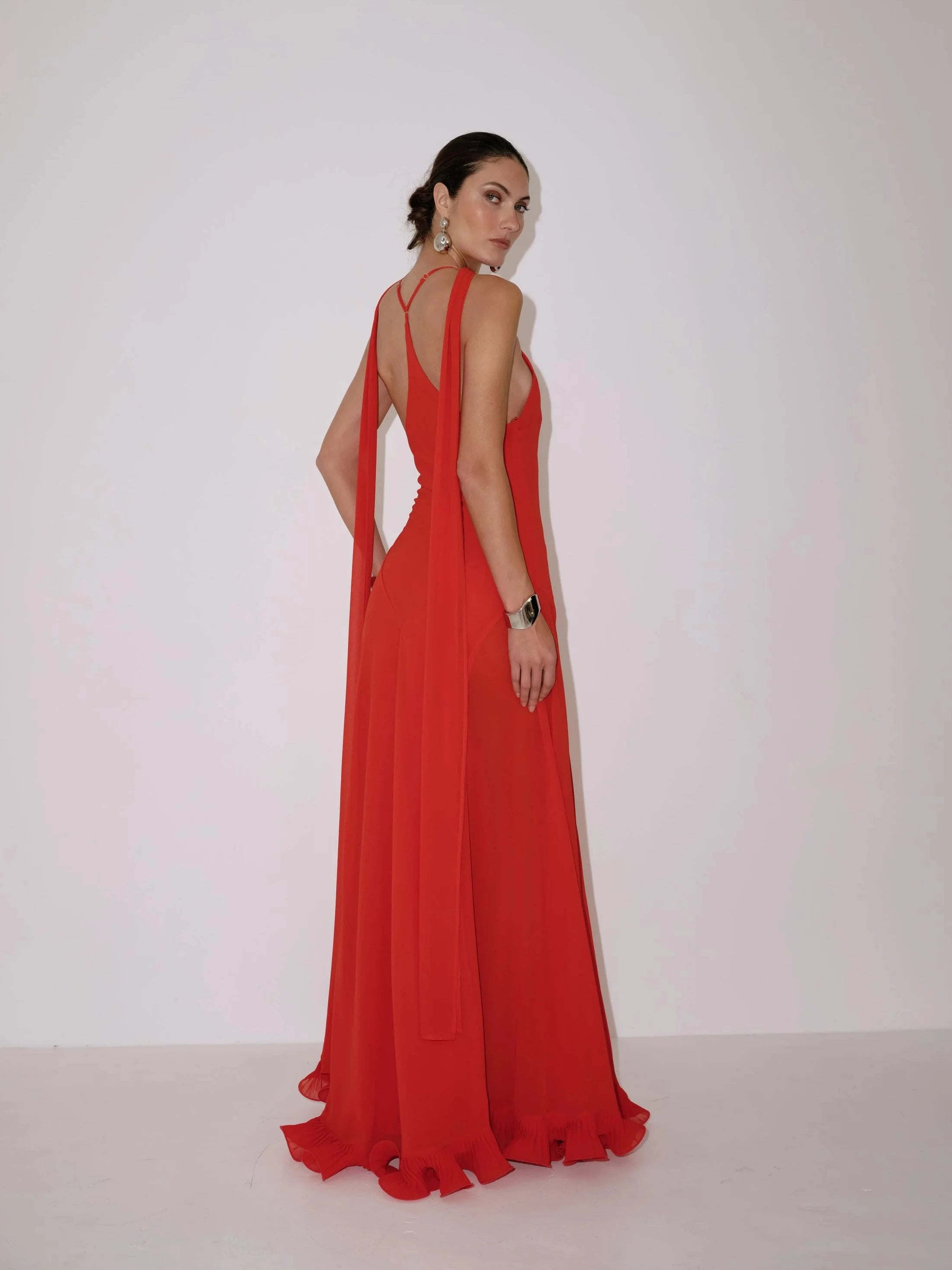 Delfi Collective Estelle sukienka Crimson szyfonowa