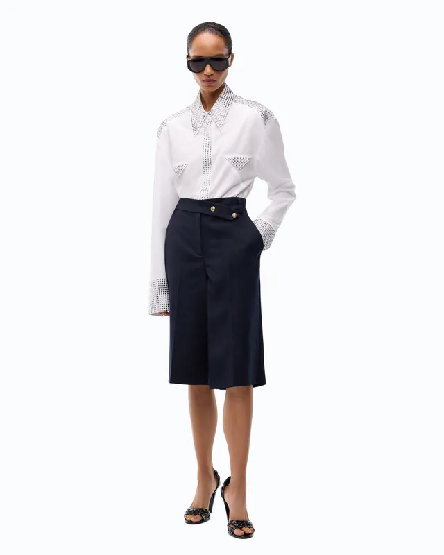 Pinko Merlot Bermuda Shorts bermudy wełniane kant