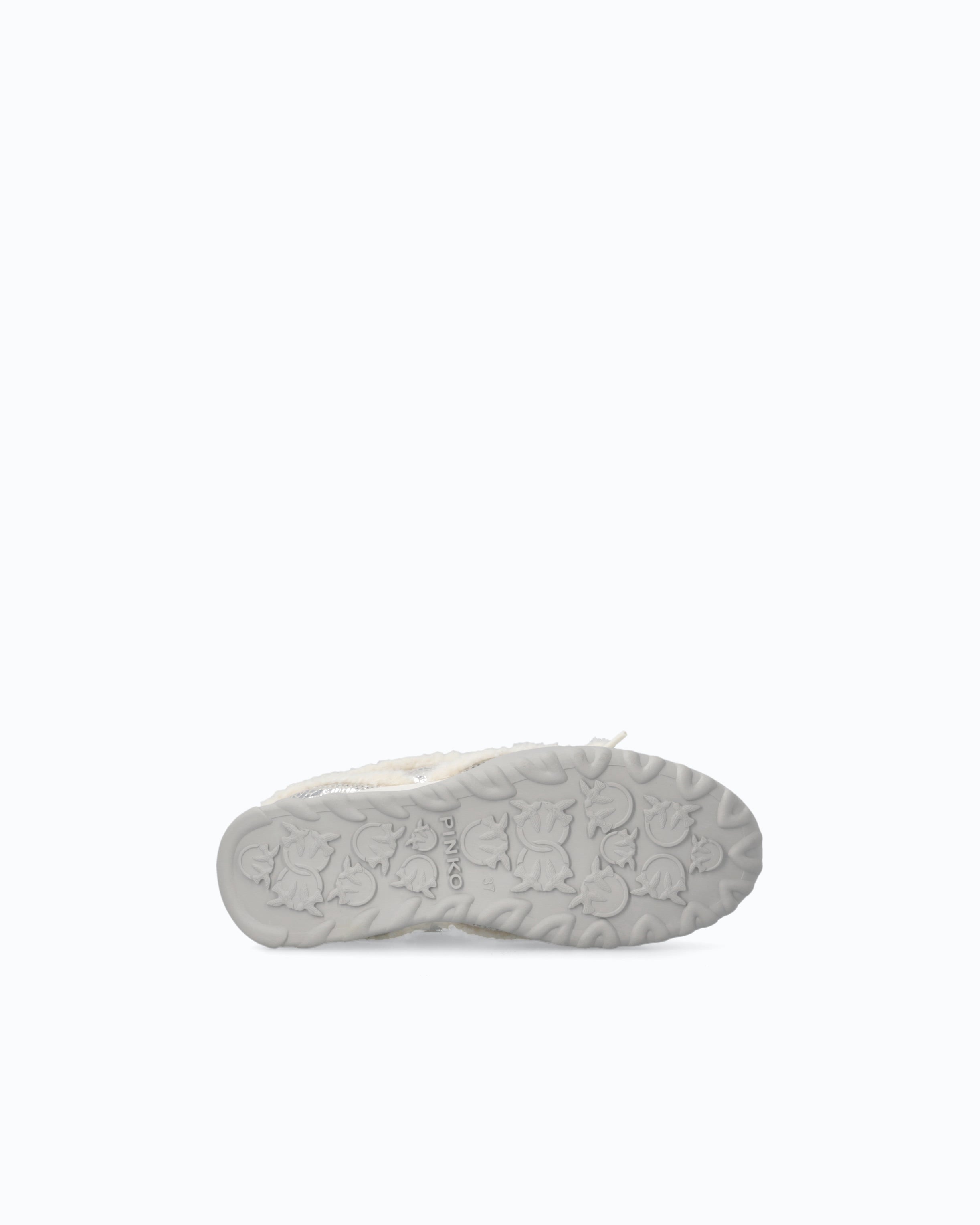 Pinko Gea 02 sneakersy skórzane szare futerko