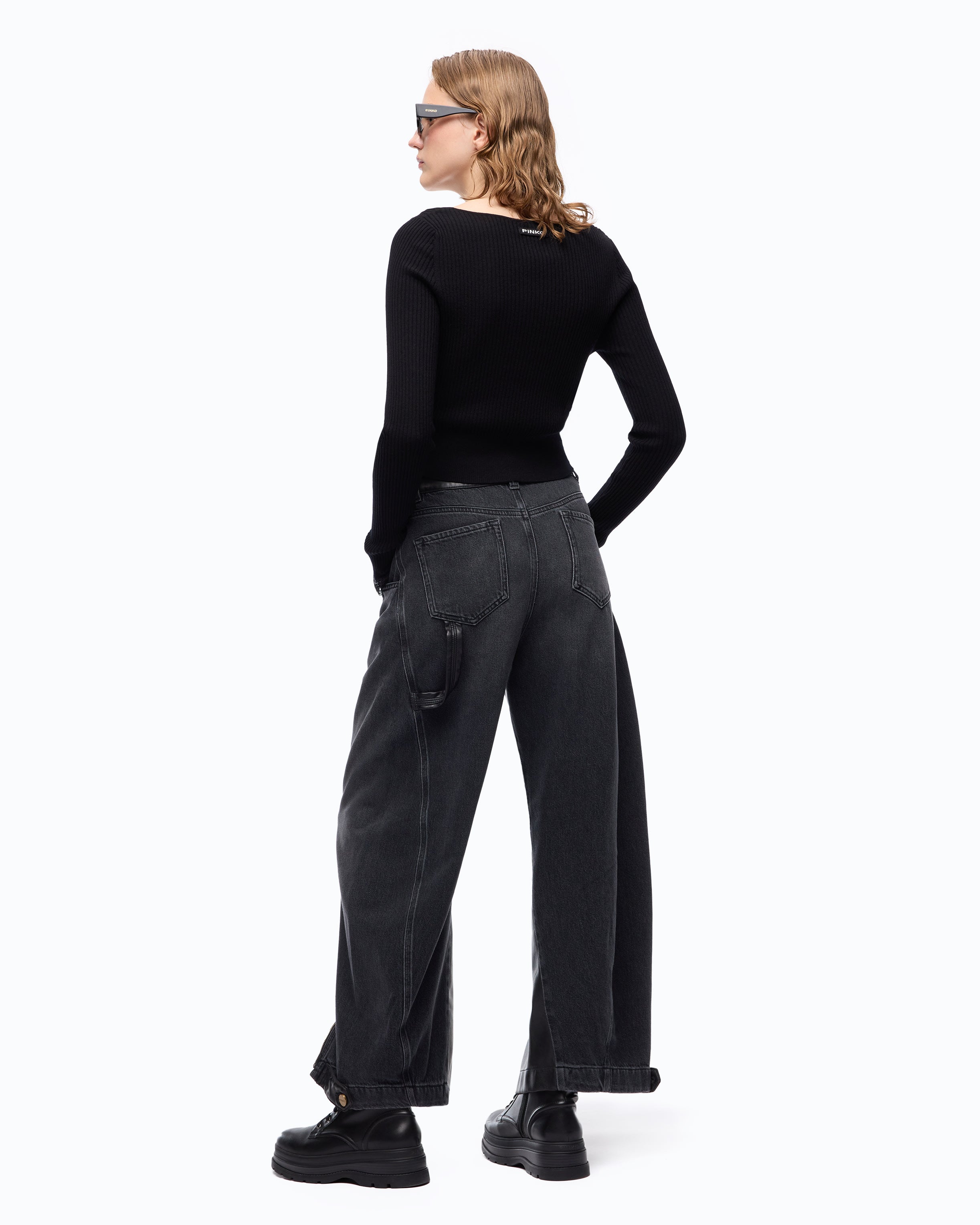 Pinko Sicuro dżinsy balloon denim niebieskie
