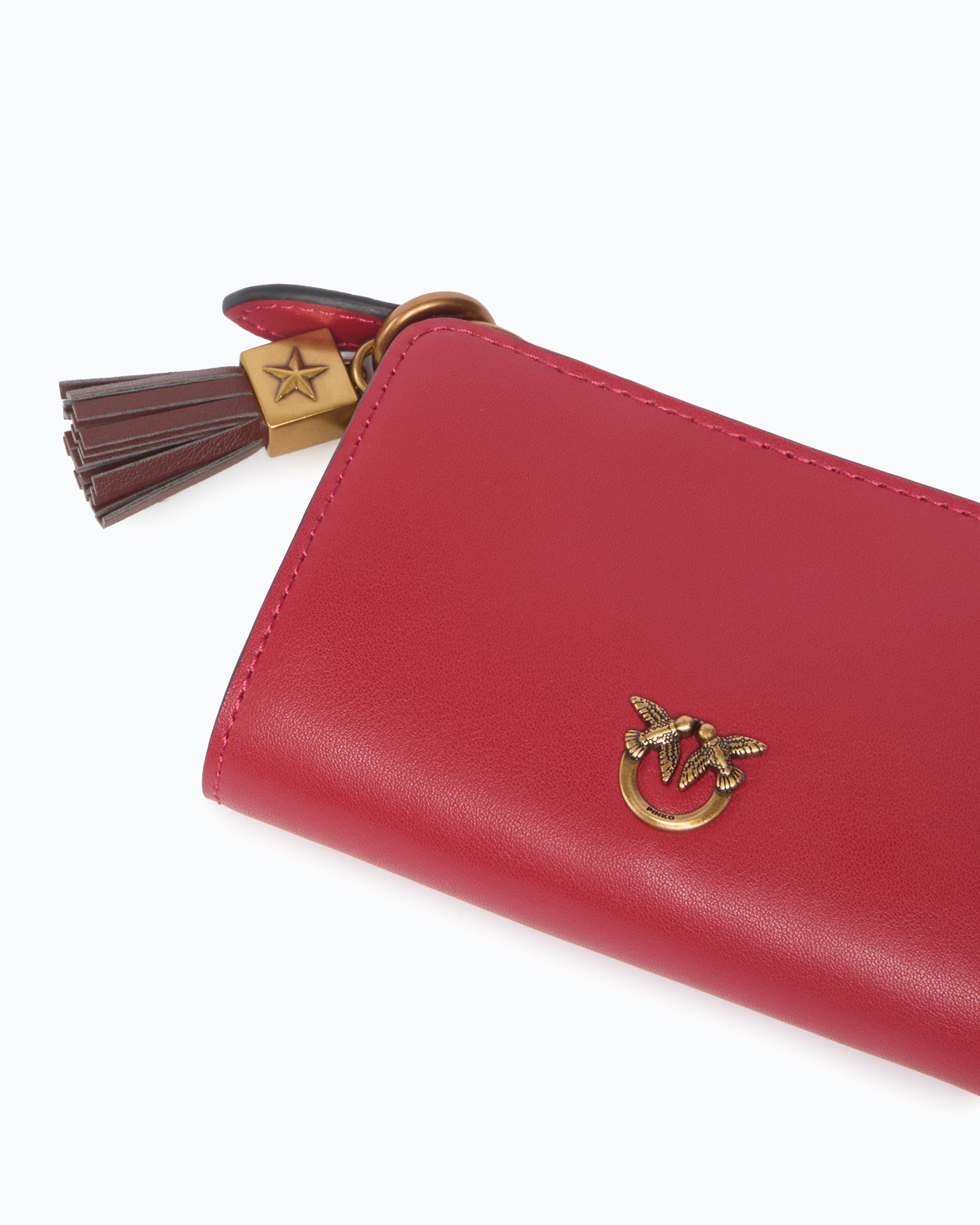Pinko Mini Wallet portfel skórzany z chwościkiem