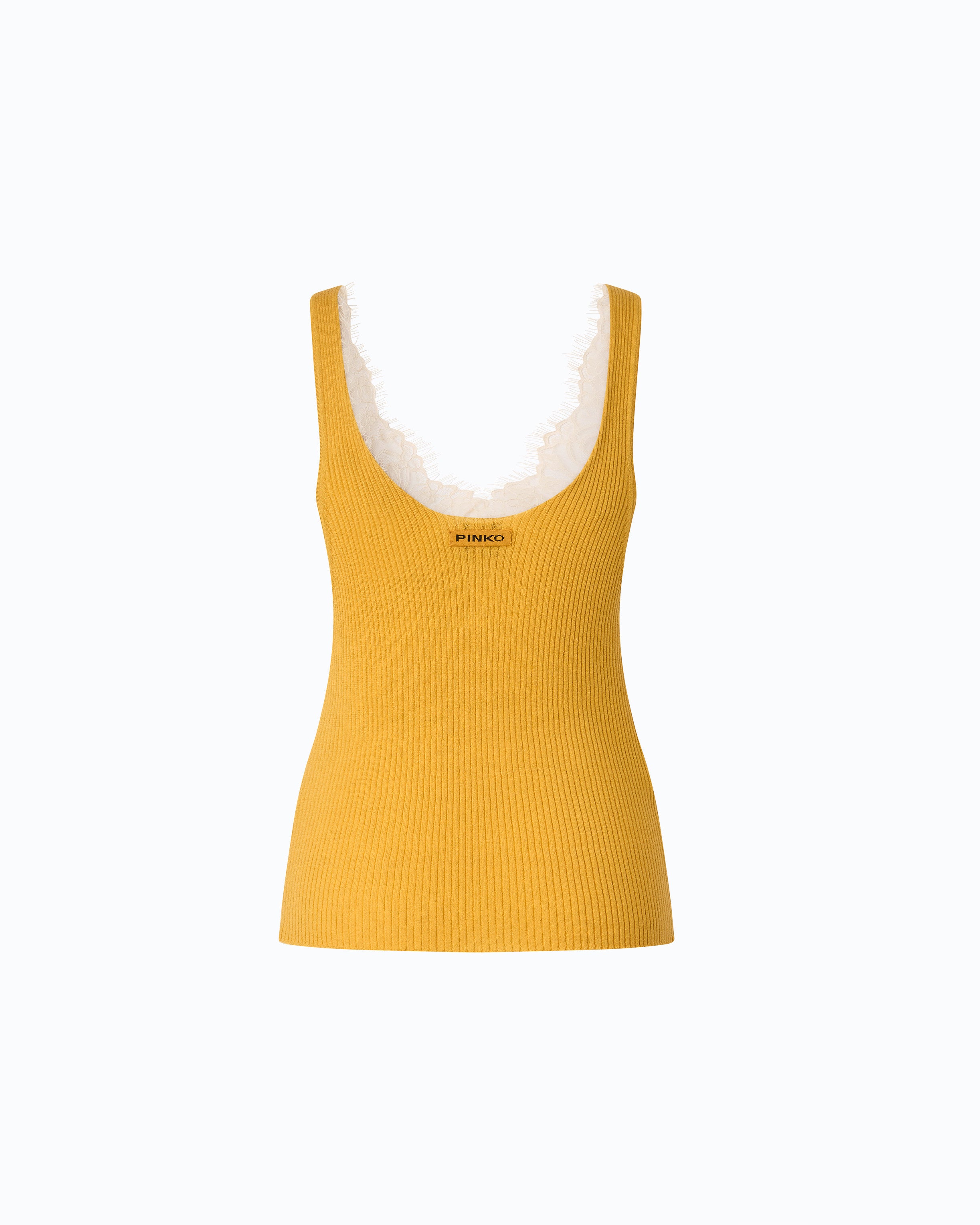 Pinko Oslo Tank Top top jedwabno-kaszmirowy złoty