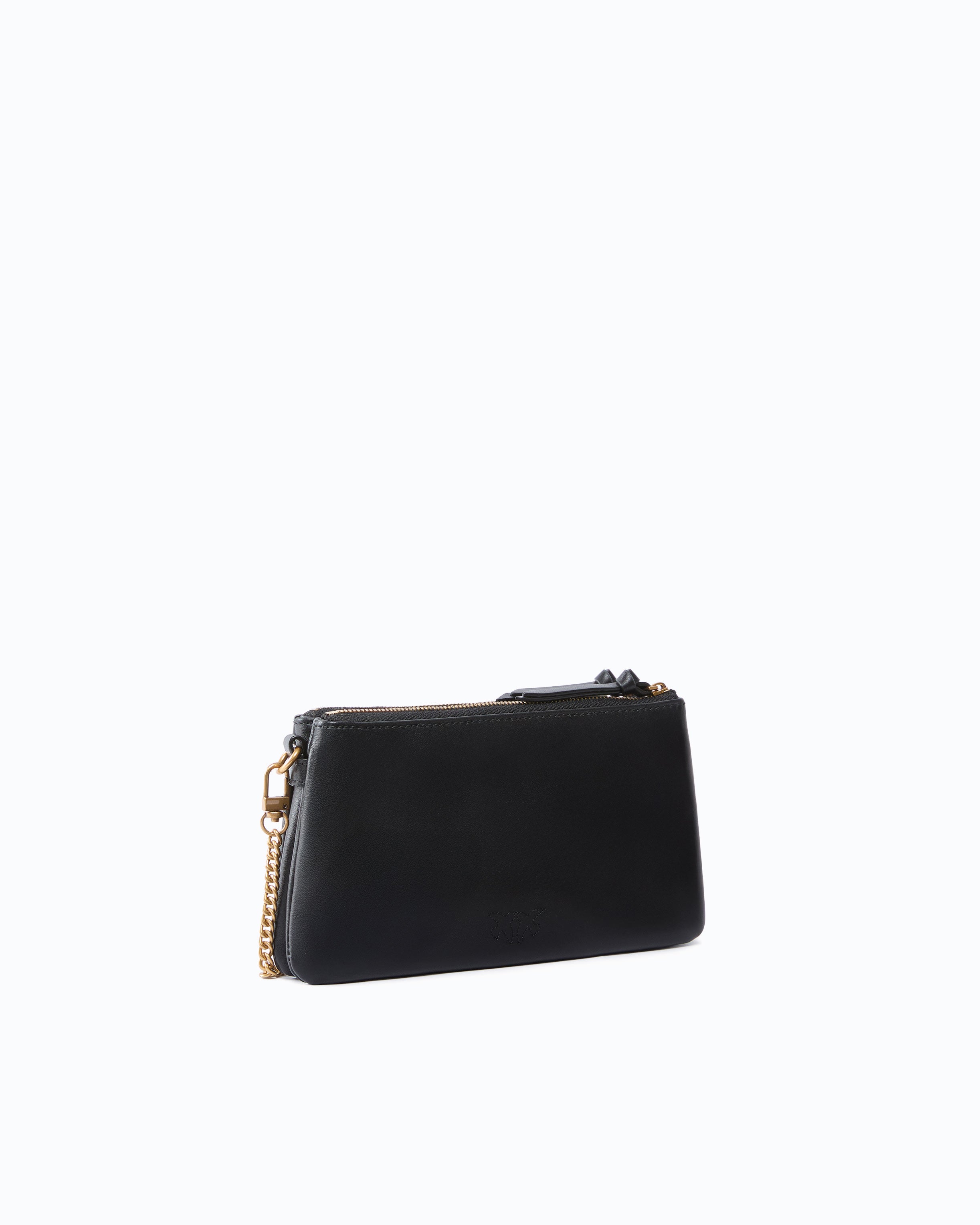 Pinko Double Mini torebka skórzana czarna pasek