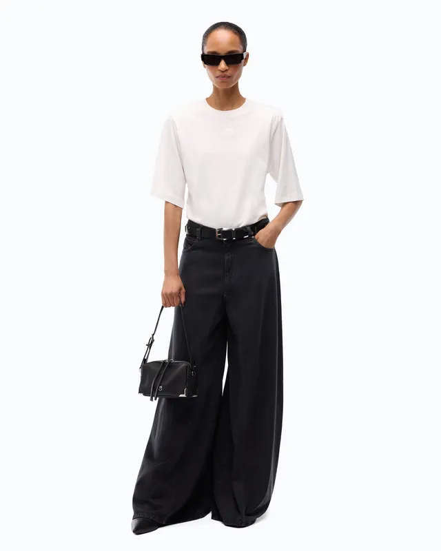Pinko Winona Wide Leg dżinsy czarne rozszerzane