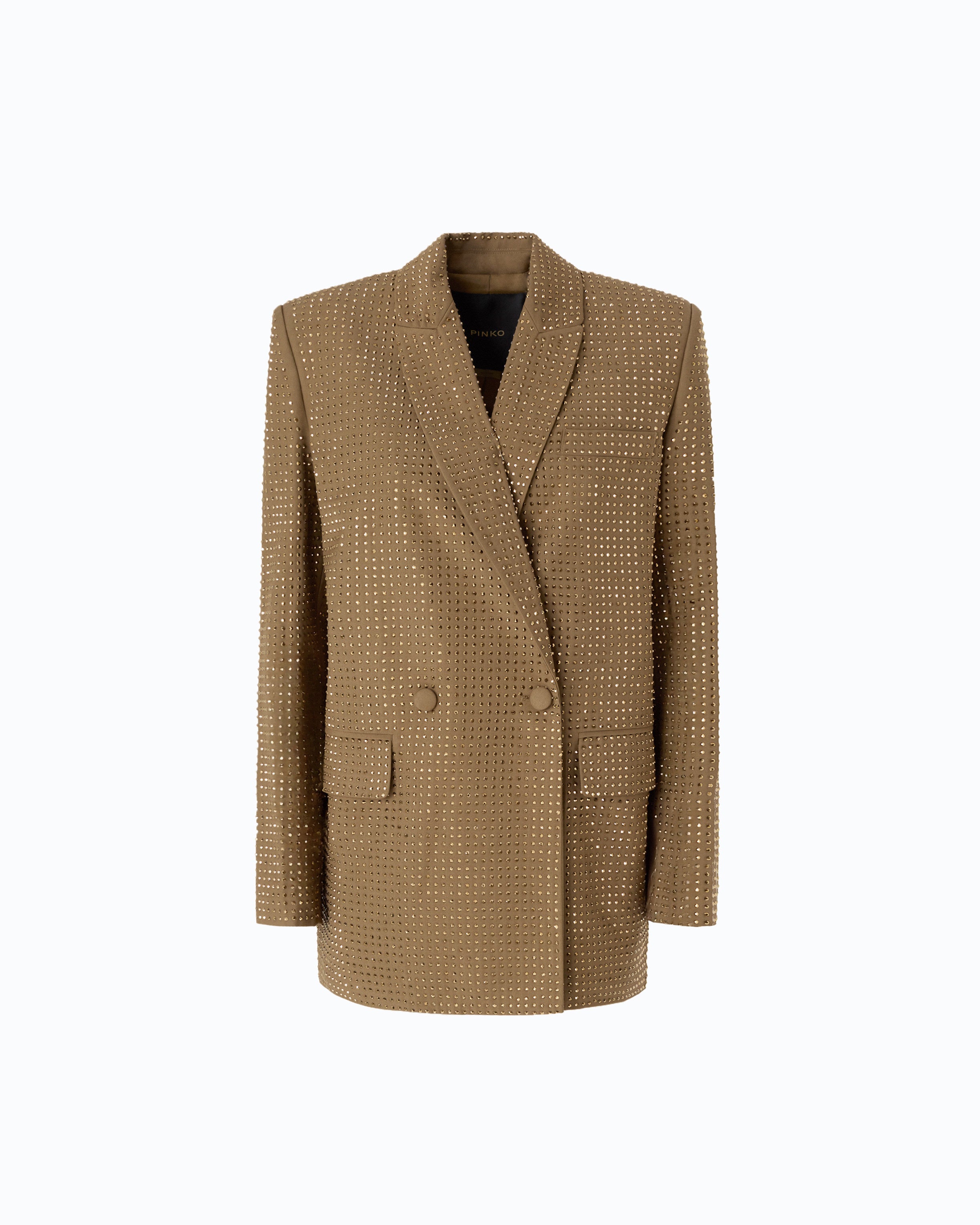 Pinko Deledda żakiet oversize brązowy w kryształki