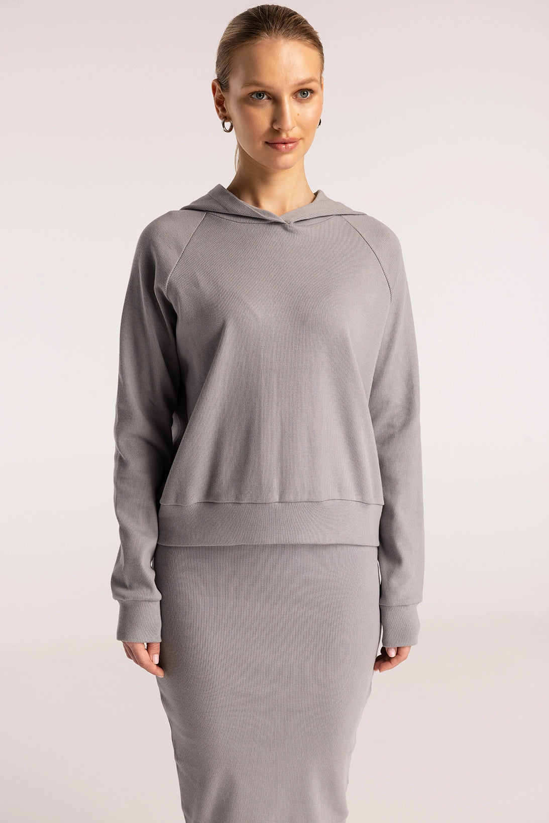 Nudyess Brooklyn Hoodie bluza z kapturem Gray luźna