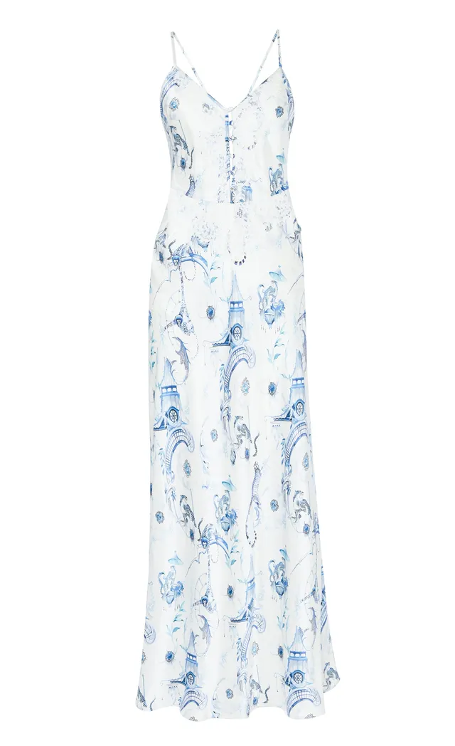 Temperley London Aphrodite koszulka nocna midi print