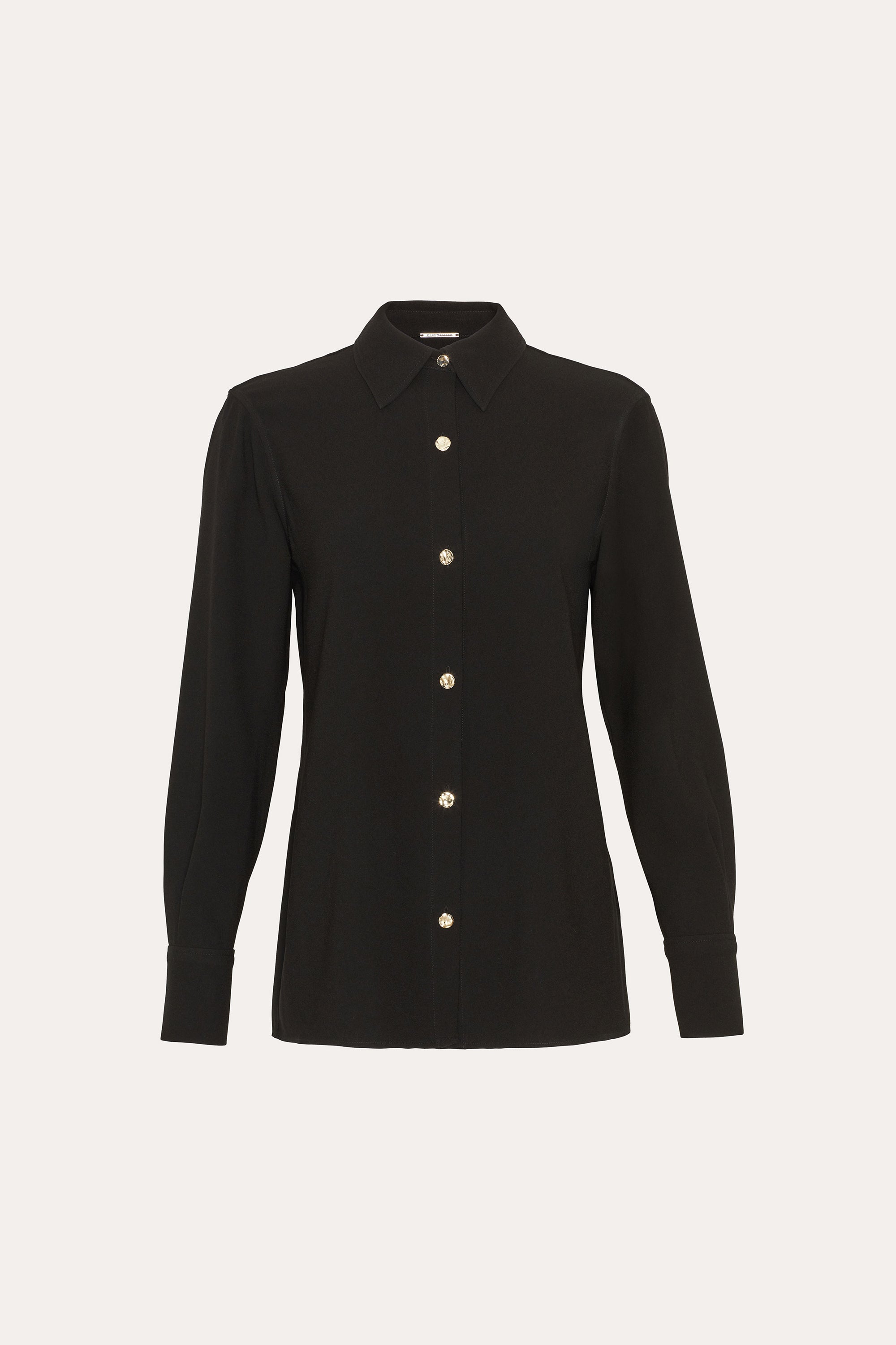 Elie Tahari Japanese Crepe koszula czarna z guzikami