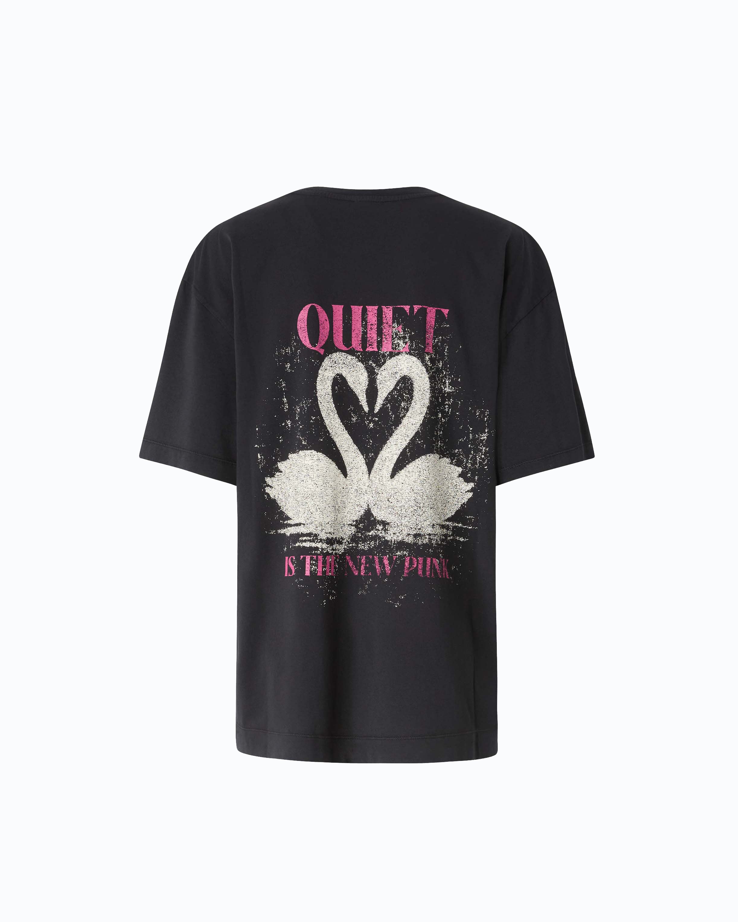 Pinko Ventina Quiet Is The New Punk t-shirt z łabędziami