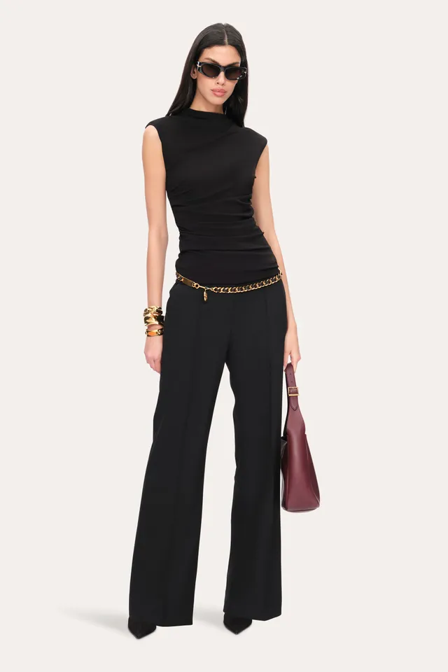 Elie Tahari Draped E454N505 top czarny jersey
