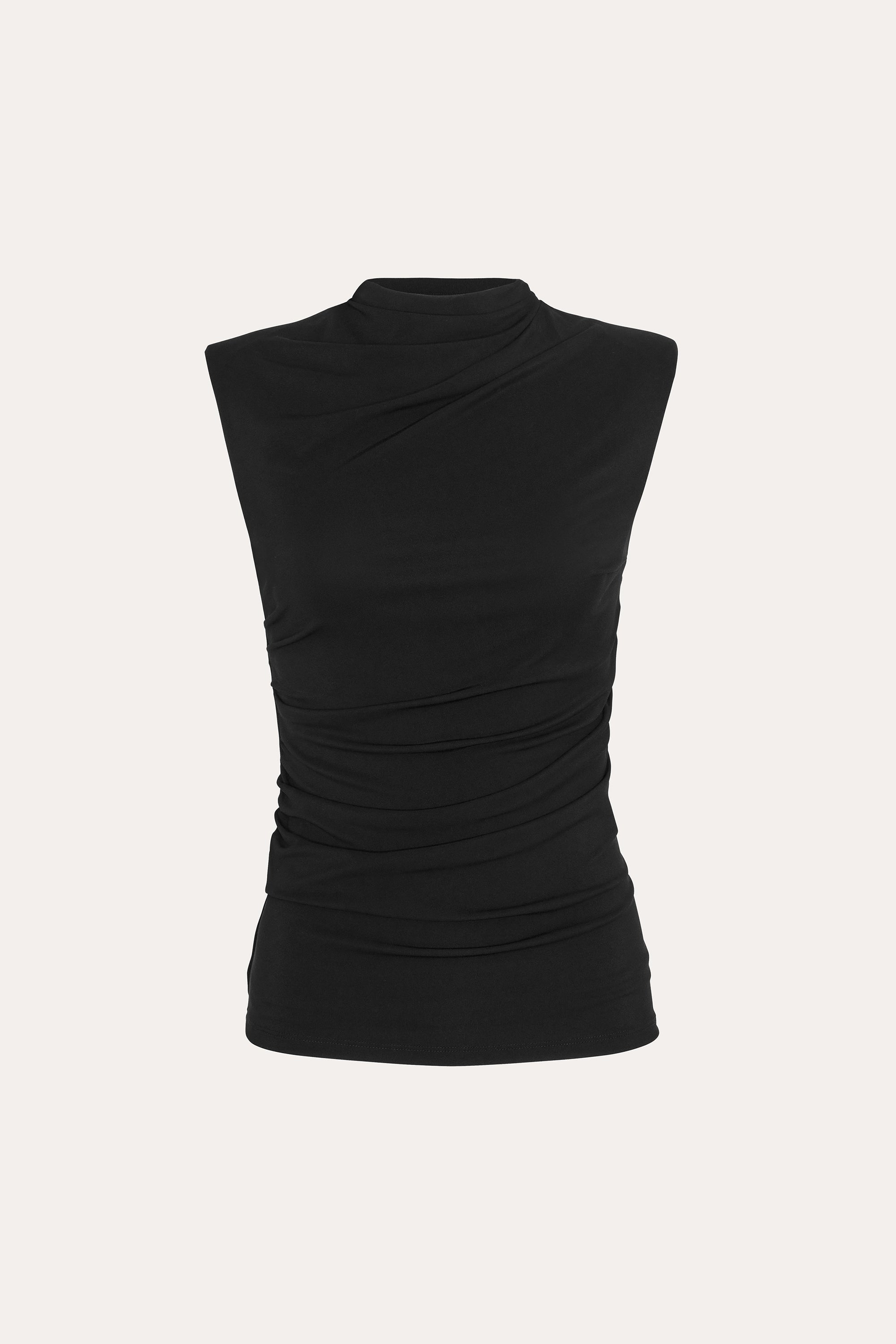 Elie Tahari Draped E454N505 top czarny jersey