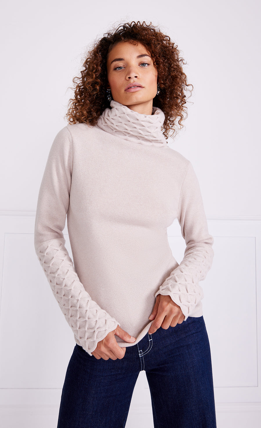 Temperley London Honeycomb sweter wełniany Buttermilk golf