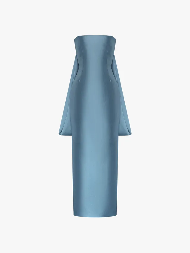 Solace London The Dandridge Maxi sukienka Slate Blue strapless