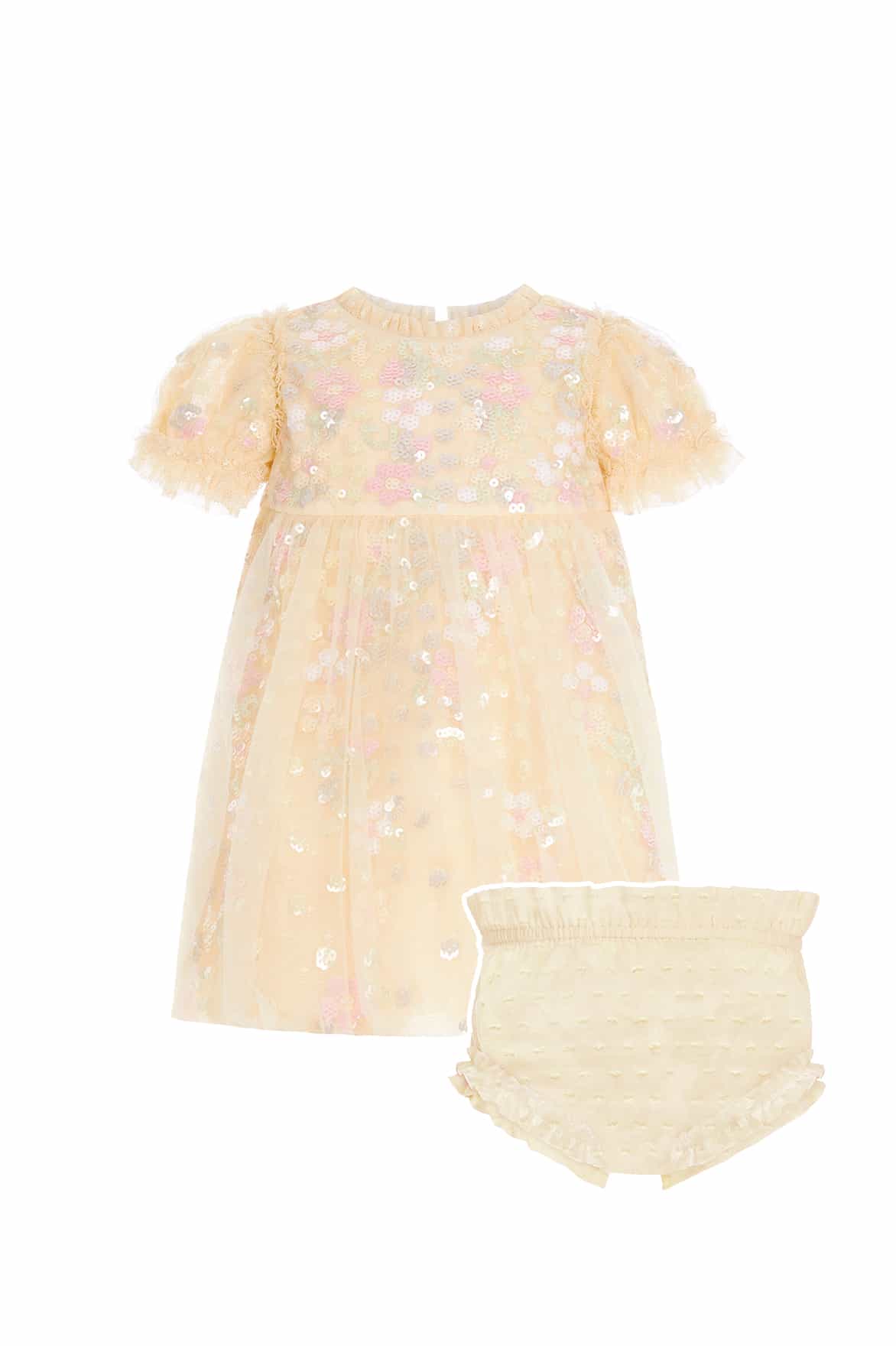 Needle & Thread Confetti Baby Dress sukienka żółta z cekinami