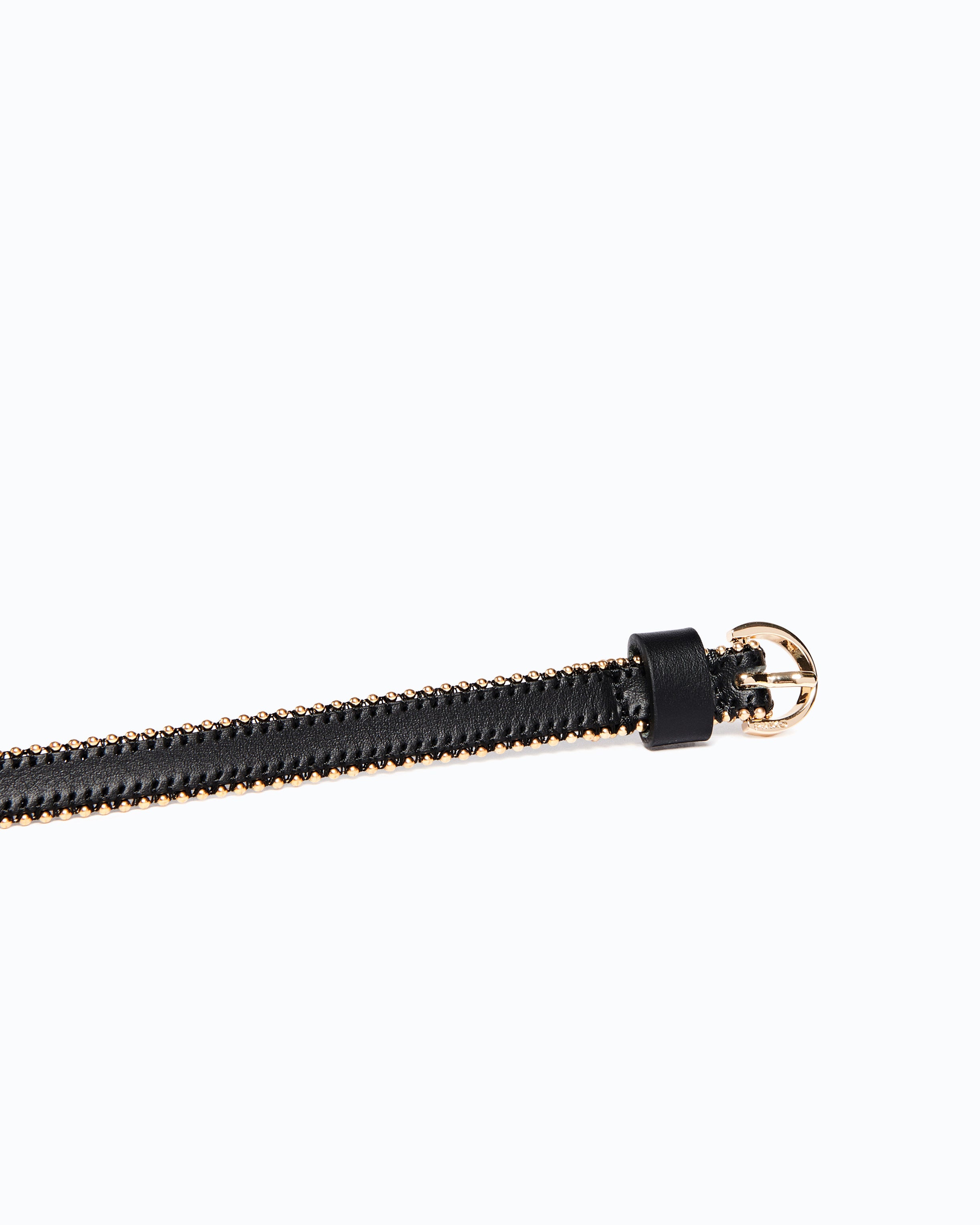 Pinko Tamboril Belt pasek skórzany czarny 1 cm