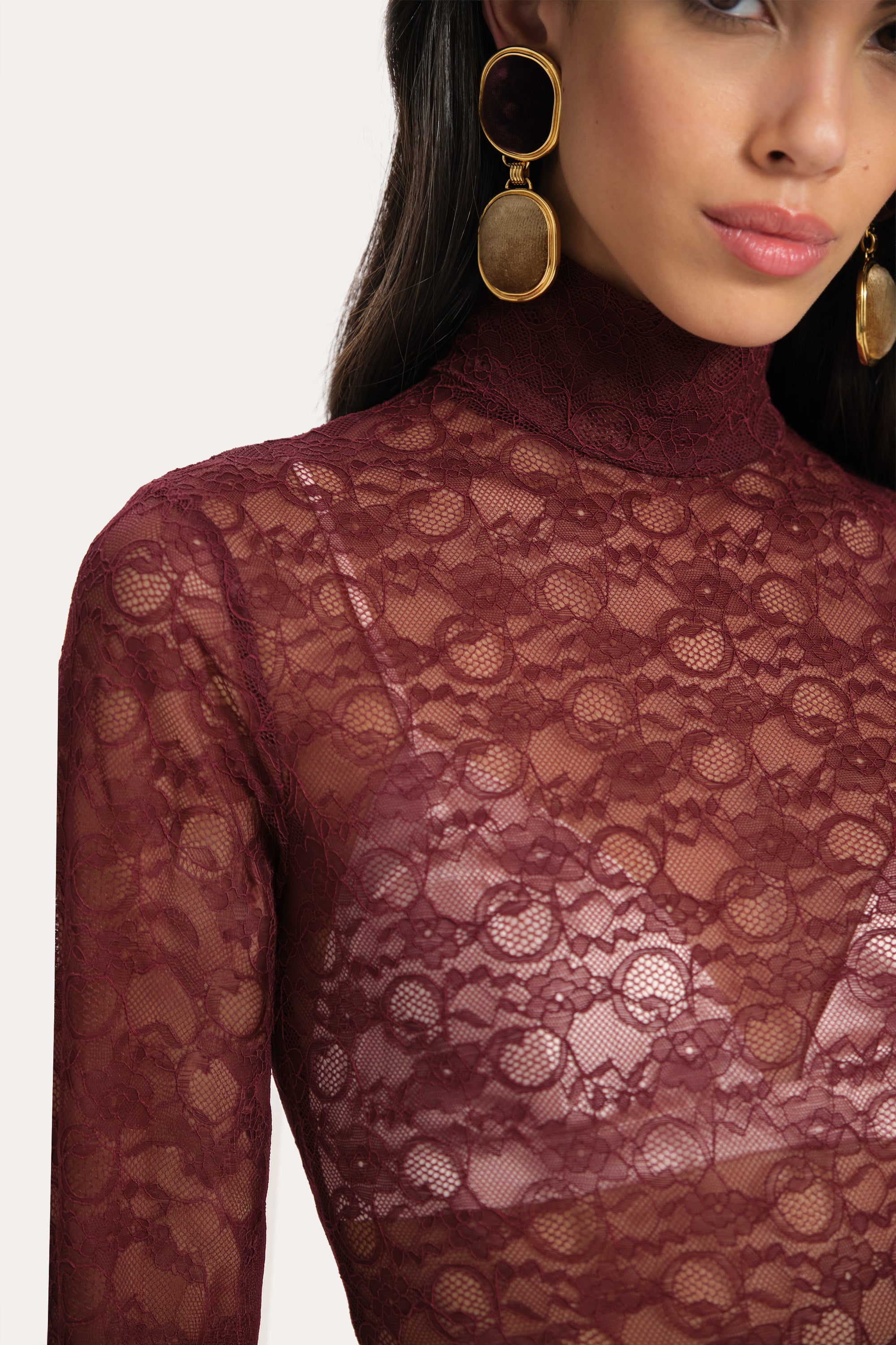 Elie Tahari Annabelle body koronkowe Jester Red