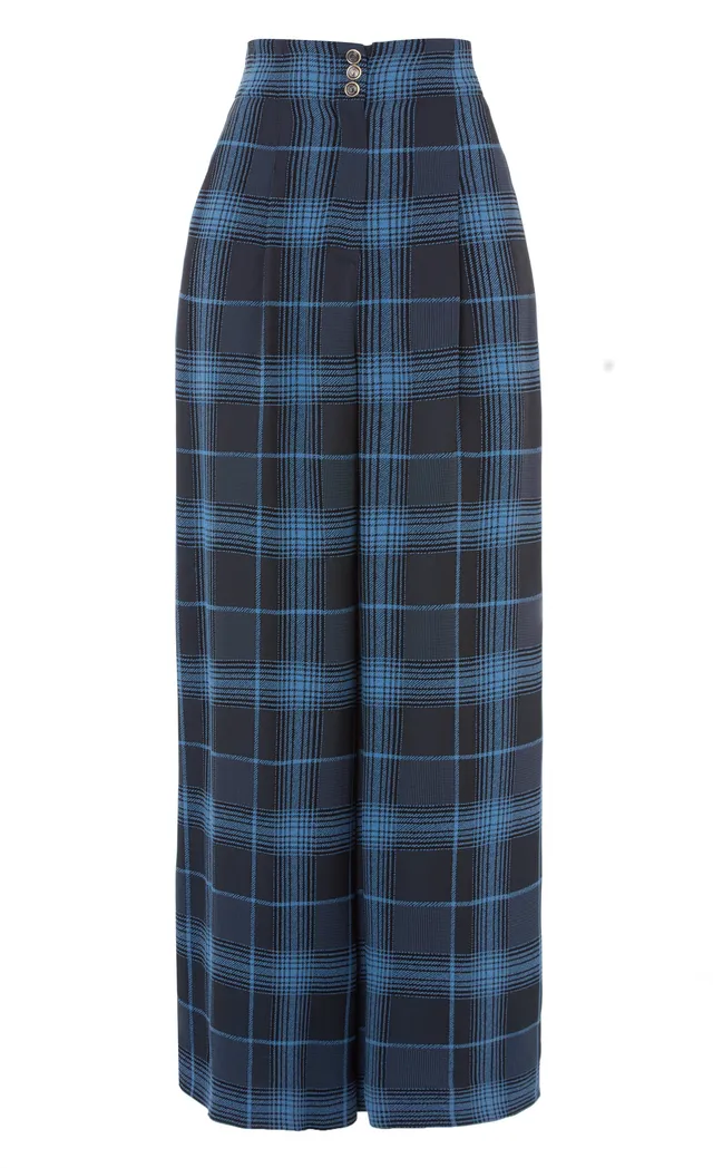 Temperley London Plath spodnie granatowe w kratę