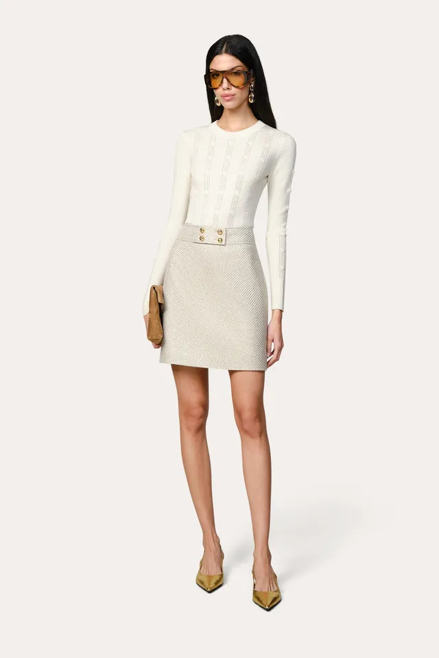 Elie Tahari Tweed Lurex spódnica tweedowa multi