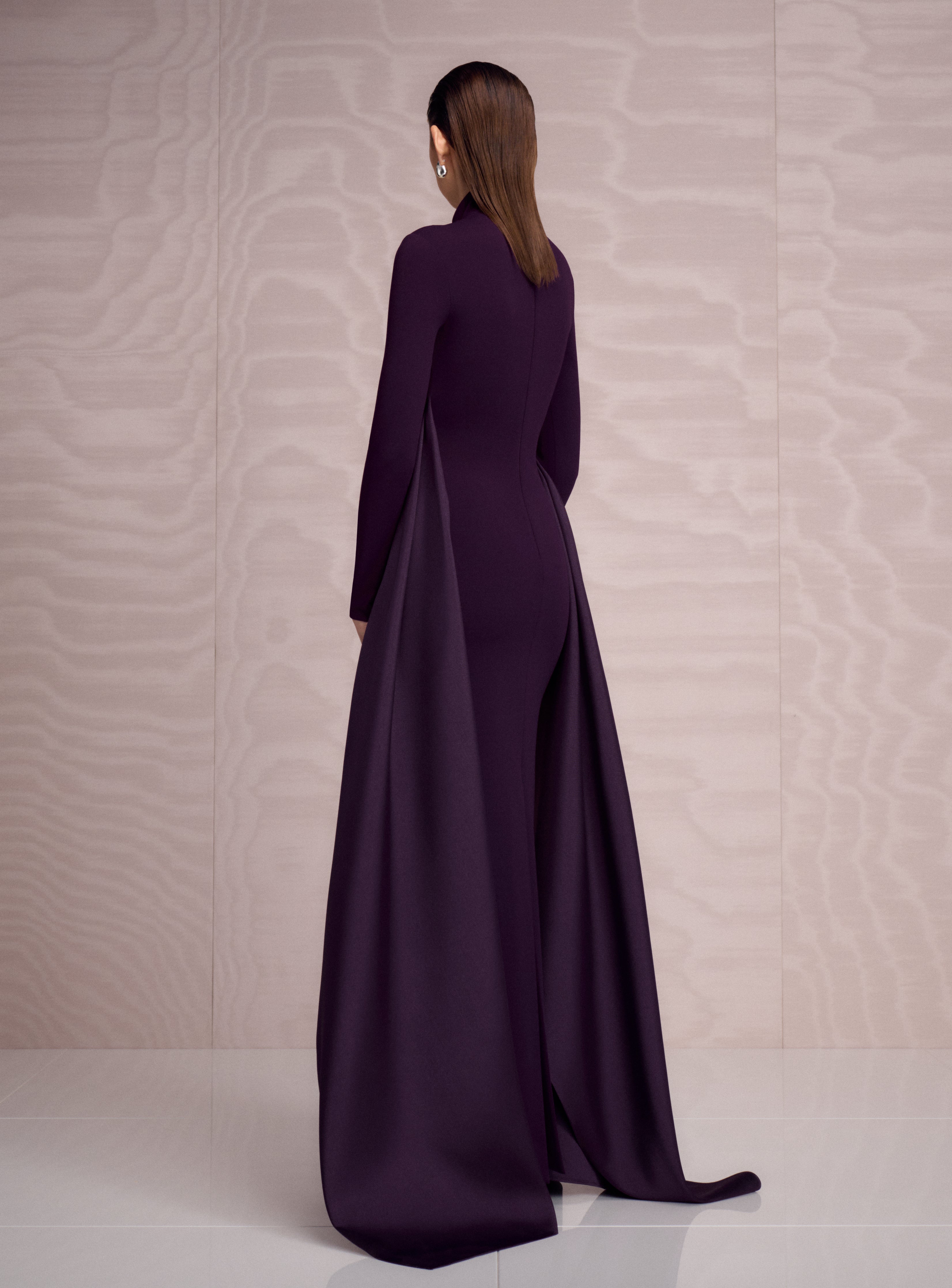 SOLACE LONDON Olivia sukienka wieczorowa Plum długi rękaw